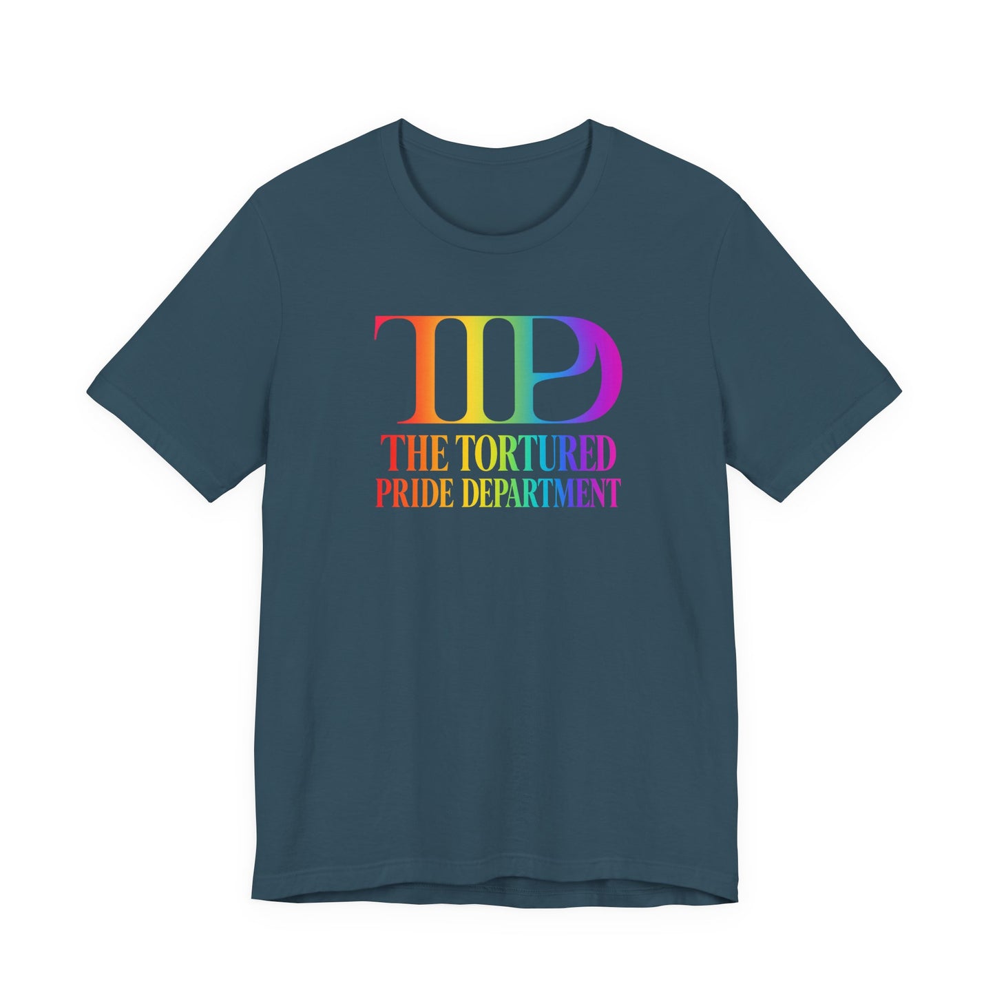 Pride Tee — "The Tortured Pride Department" Rainbow Logo