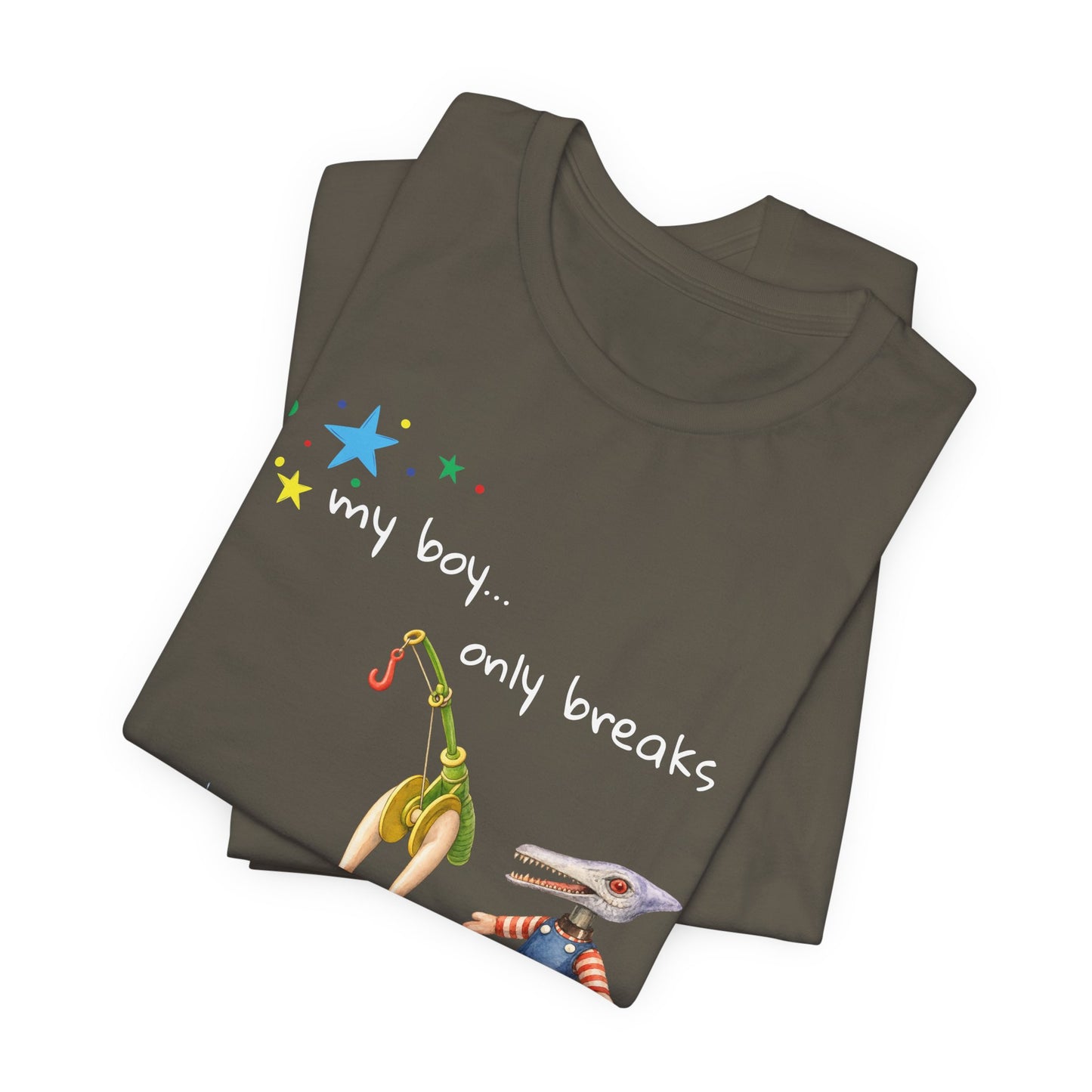 Novelty T‑Shirt — “My Boy Only Breaks His Favorite Toys” Funny Retro Broken Toys Tee