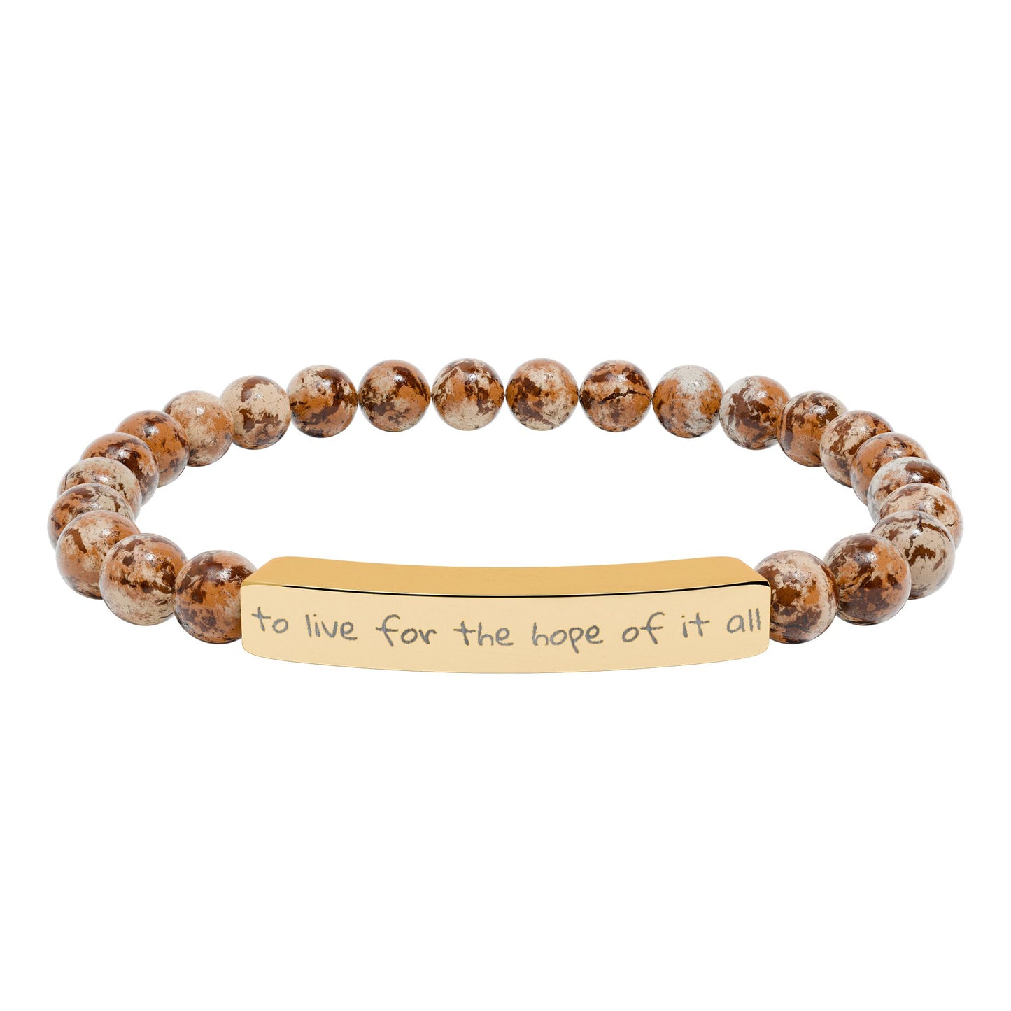 Engraved Natural Stone Stretch Bracelet — to live for the hope of it all