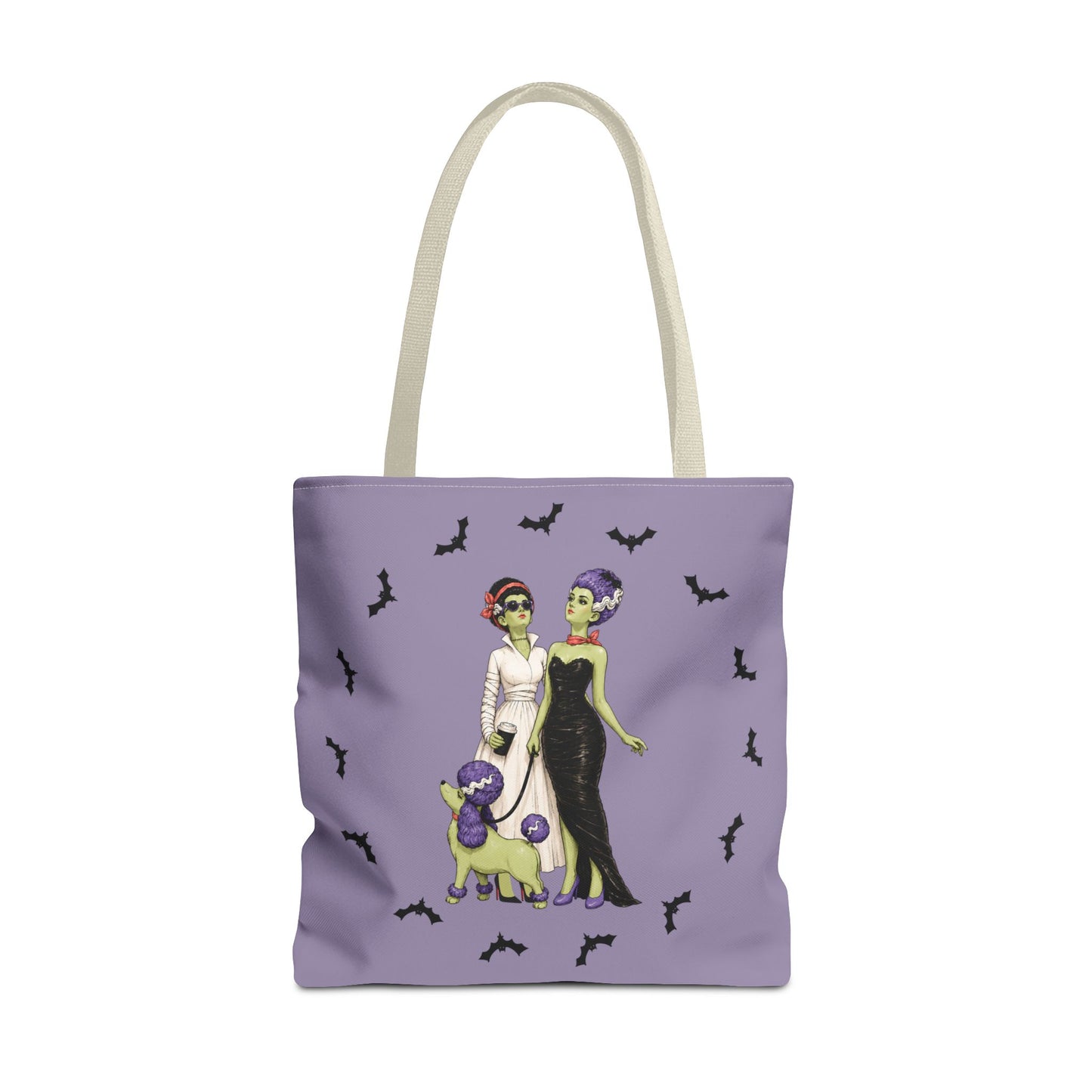 Gothic Brides Tote Bag — Retro Monster Dog Walk Design