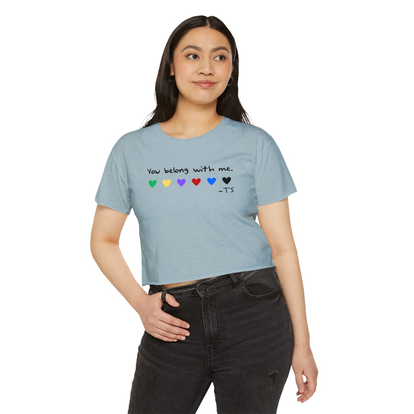 Festival Vibes Crop Top - You Belong With Me, Pride Apparel, LGBTQ+ Clothing, Summer Festival Wear, Concert Outfit