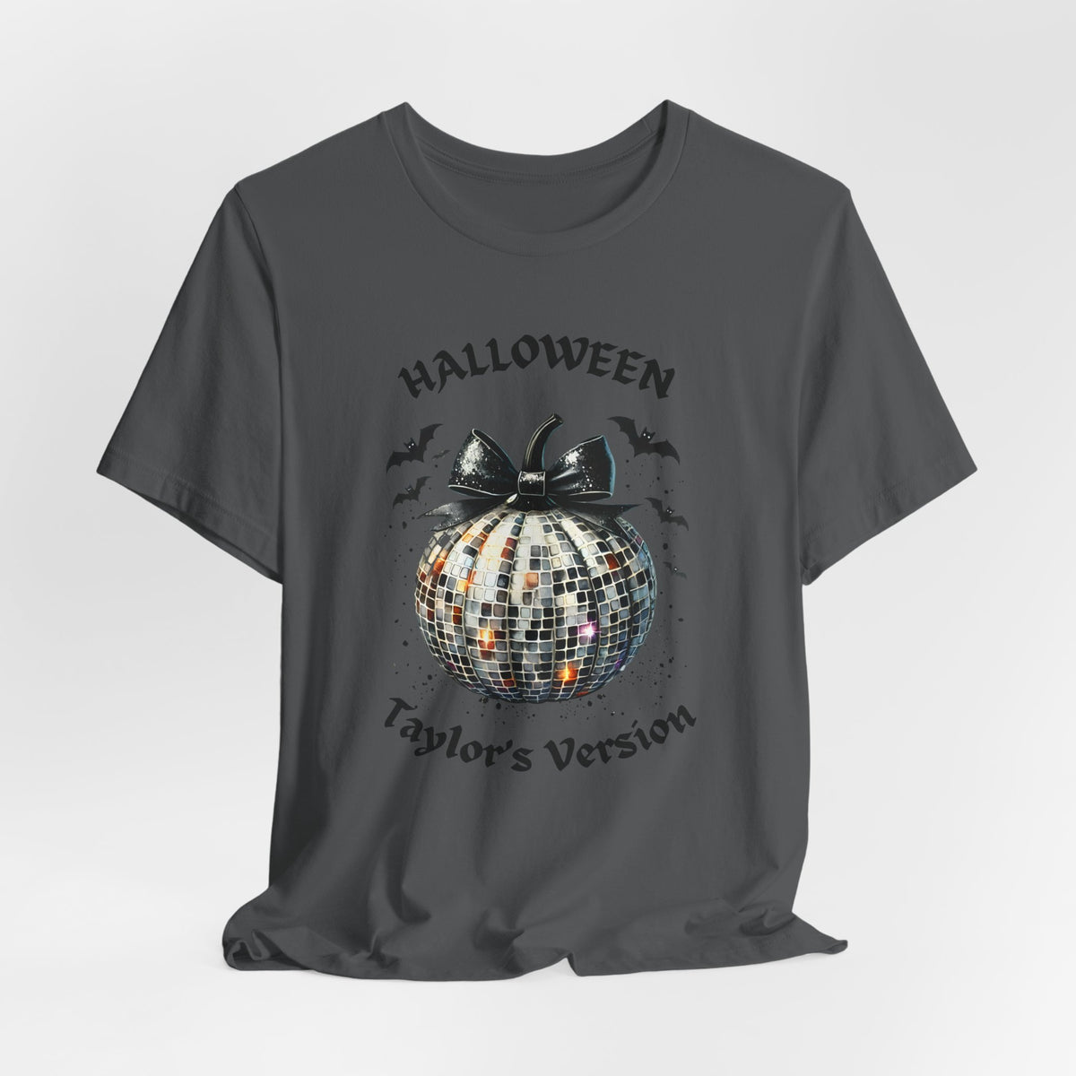 Halloween - TV - Black Disco Ball Pumpkin - Bats - Swiftie Halloween - Unisex Jersey Short Sleeve Tee