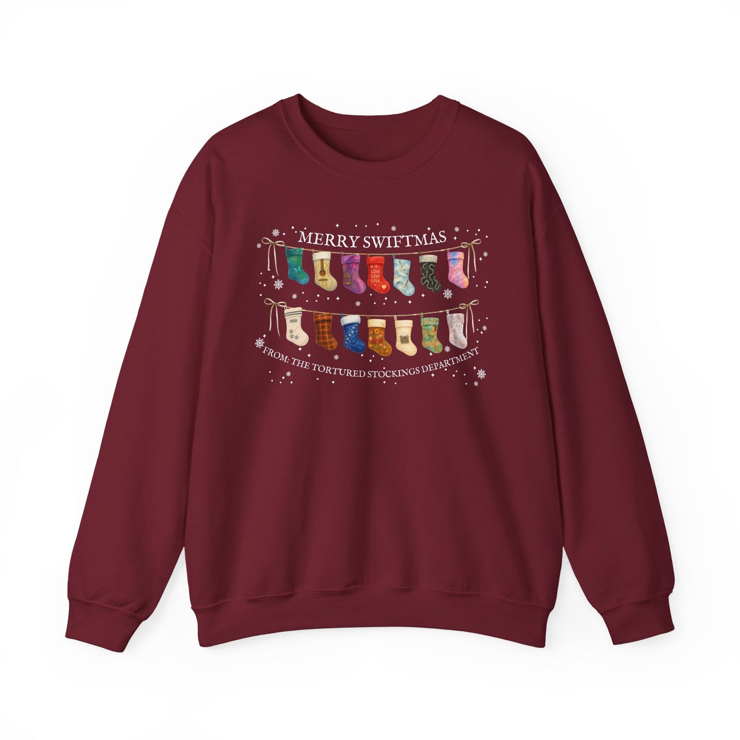 The Tortured Stockings Department Crewneck Sweatshirt — “Merry Swiftmas” Holiday Sweater
