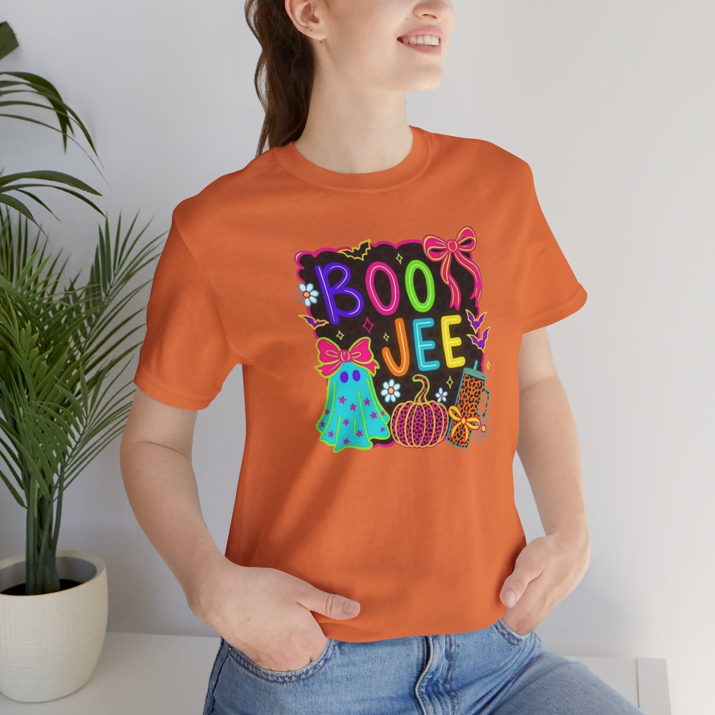 Boo Jee Halloween Tee, Festive Fall Shirt, Spooky Ghost Design, Unisex Halloween Apparel, Cute Pumpkin Graphic Tee
