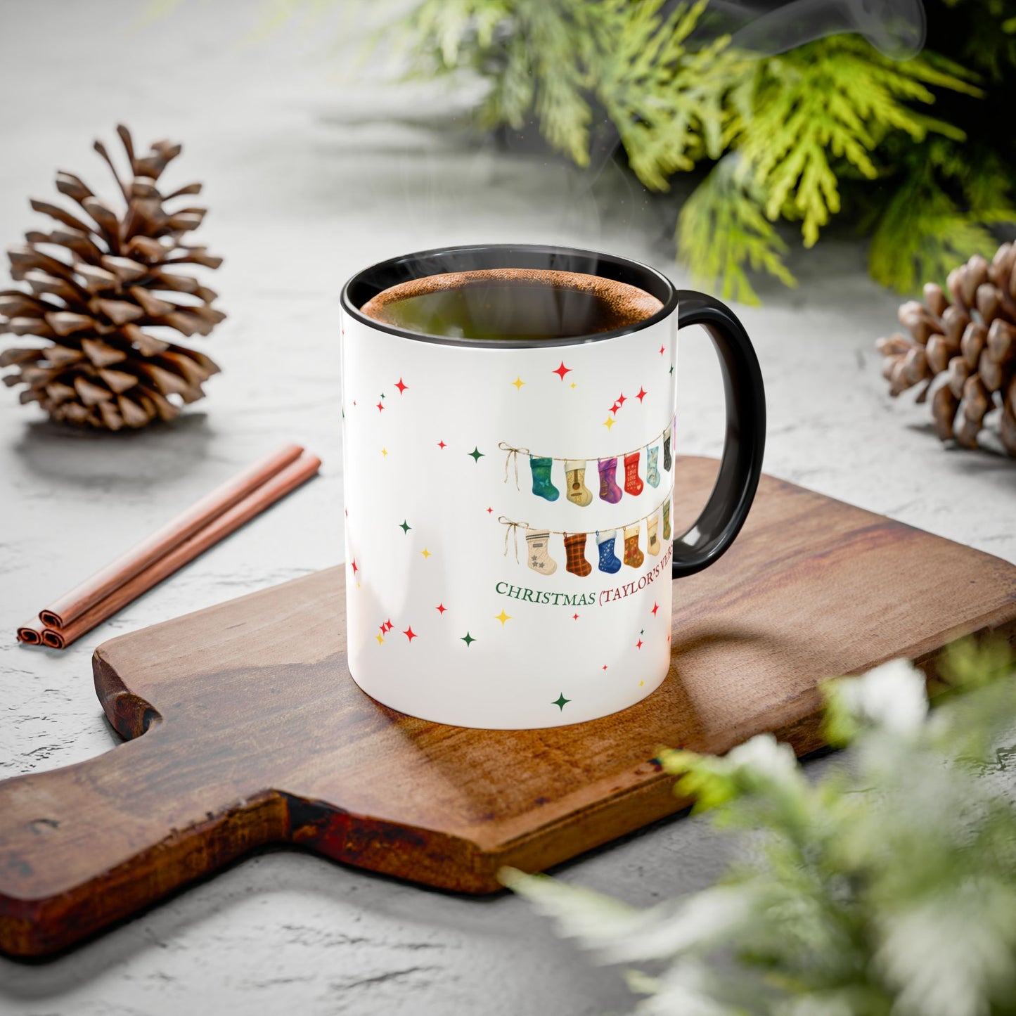 Christmas Stocking Mug — "Christmas (TV)" Colorful Holiday Coffee Cup (11oz)