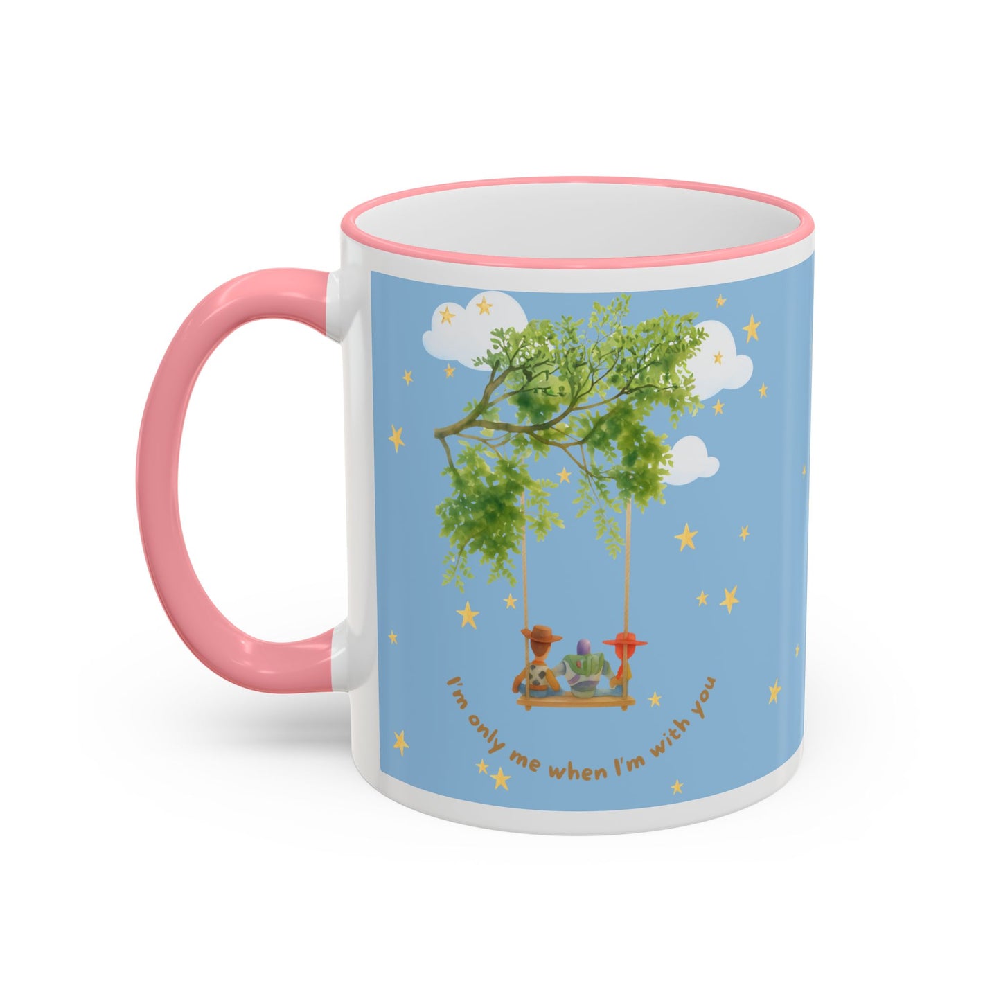 I'm only me when I'm with you Mug — Whimsical Tree, Stars & Clouds Accent Rim