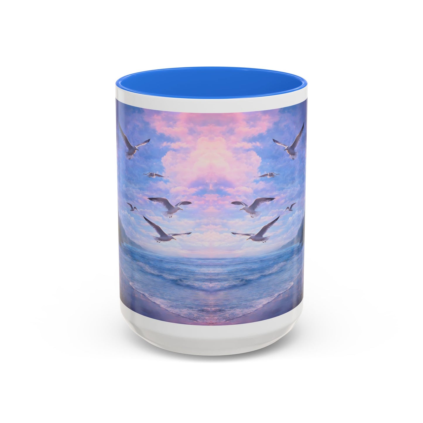 Keep it 100 Seaside Dreamscape Mug — Sunset Ocean Birds Art (11oz & 15oz)