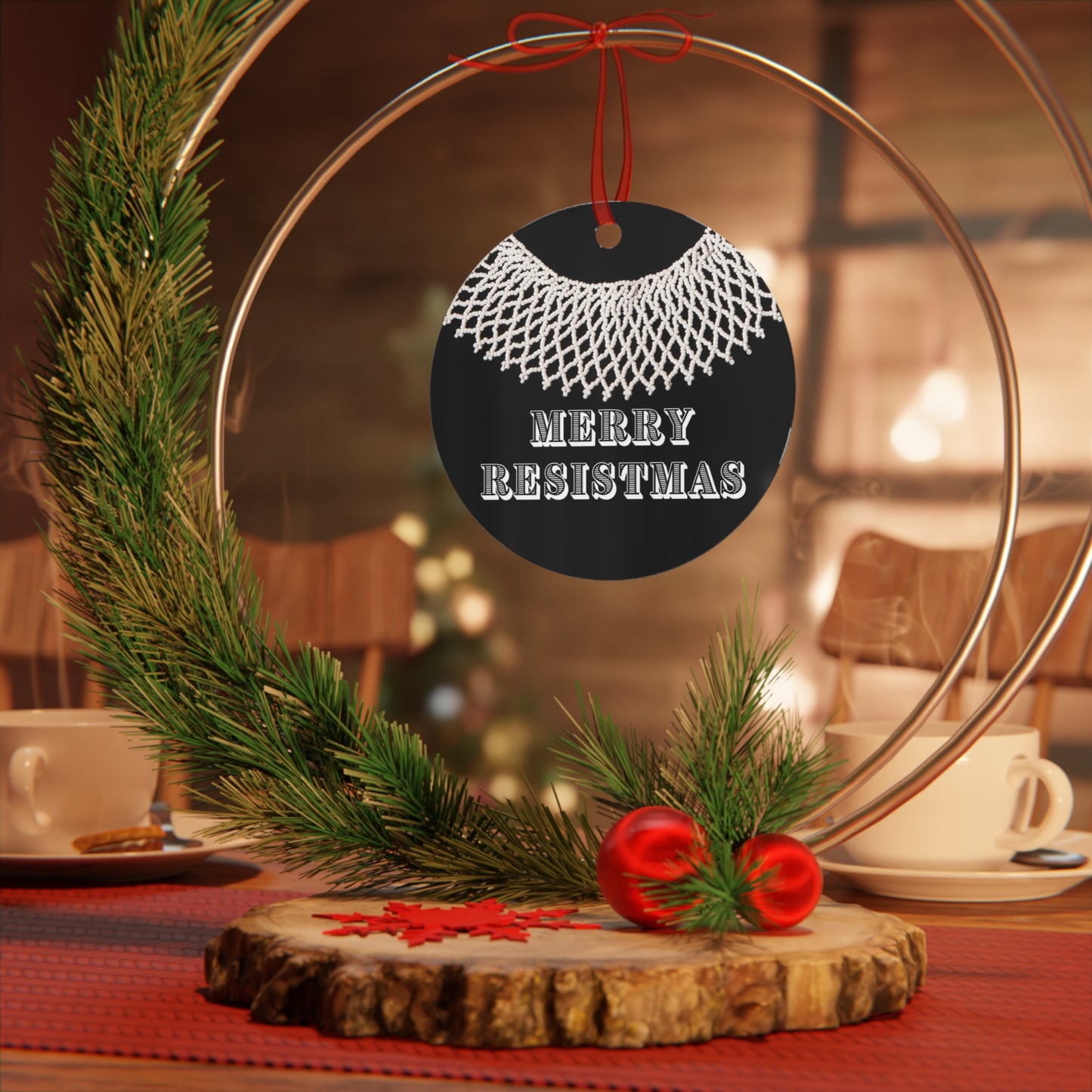 Merry Resistmas - RGB - Women's Rights - Metal Ornament