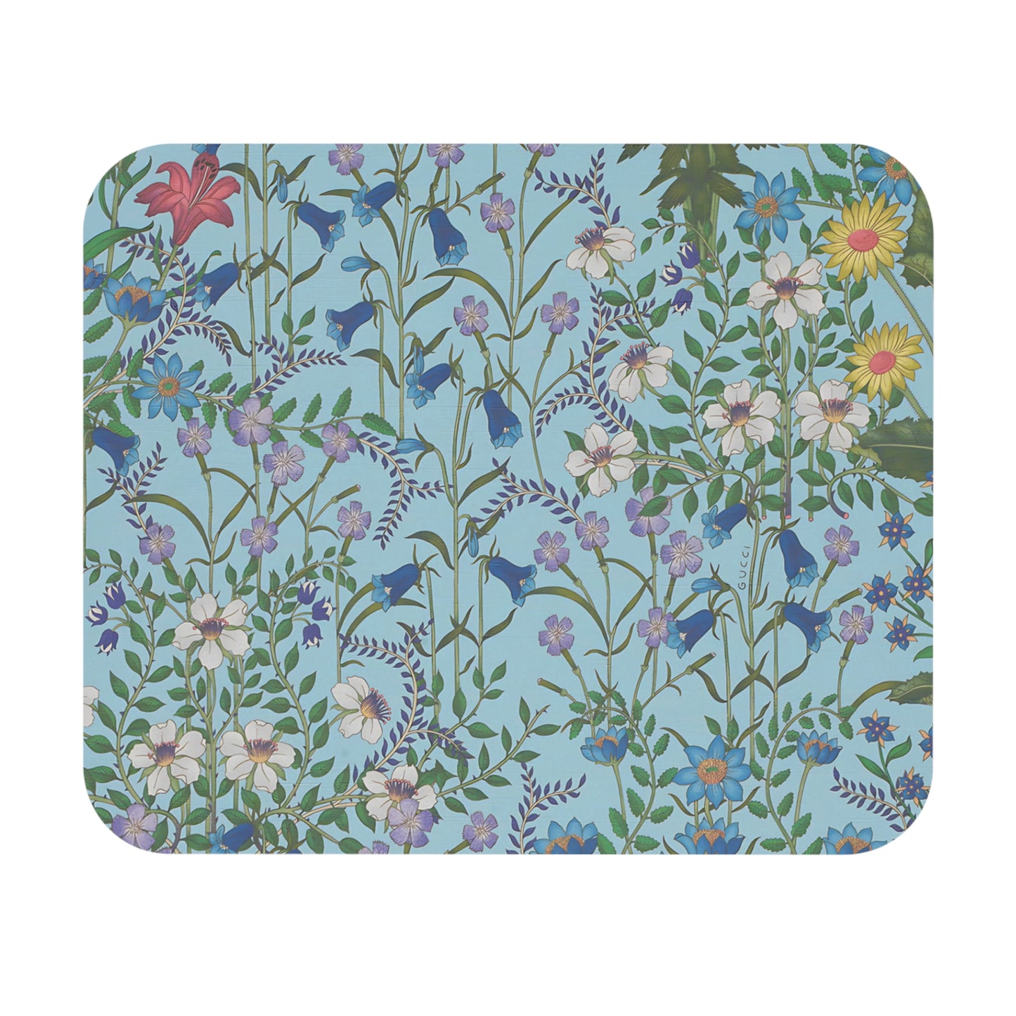 Floral Serenity Mouse Pad | Colorful Flower Design for Home Office "Flora Blue"