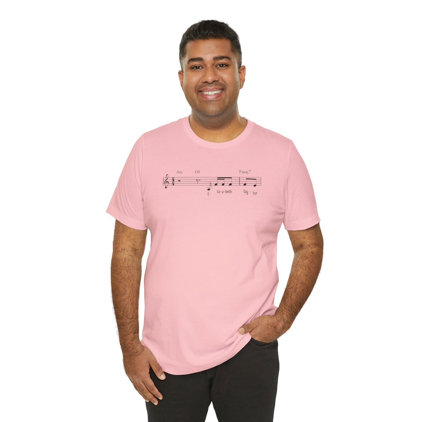 Elizabeth Tay-lor Musical Notes Unisex Tee, Gift for Musicians, Music Lover T-Shirt, Casual Everyday Wear, Concert Outfit