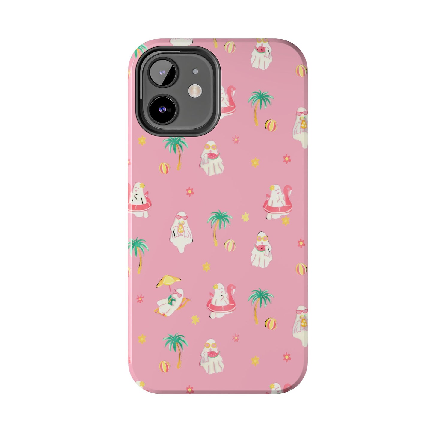 Pink Summerween Phone Cases with Ghosties - Fun Vacation Accessories, Cute Gift for Beach Lovers, Phone Covers, Summer Essentials