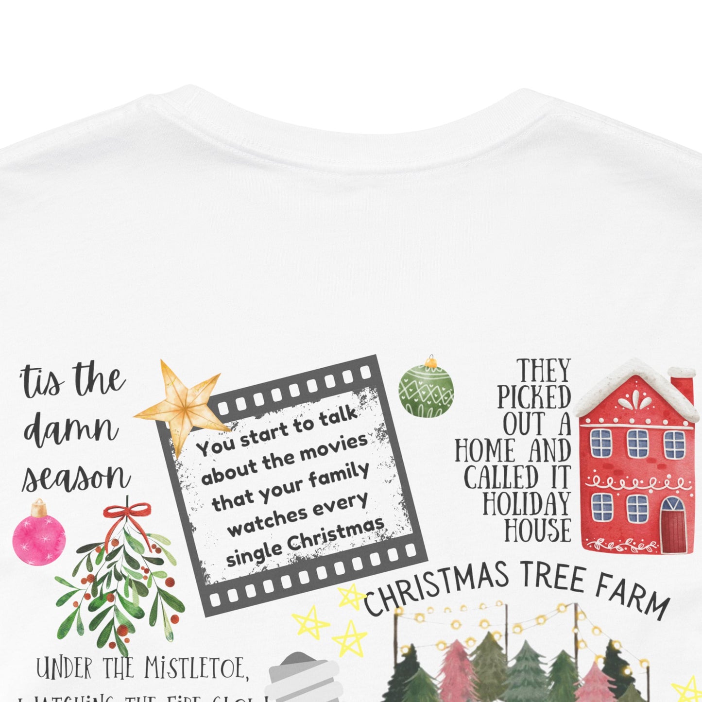 Merry Swiftmas - Swiftie Lyrics Collage front/back - Unisex Jersey Short Sleeve Tee