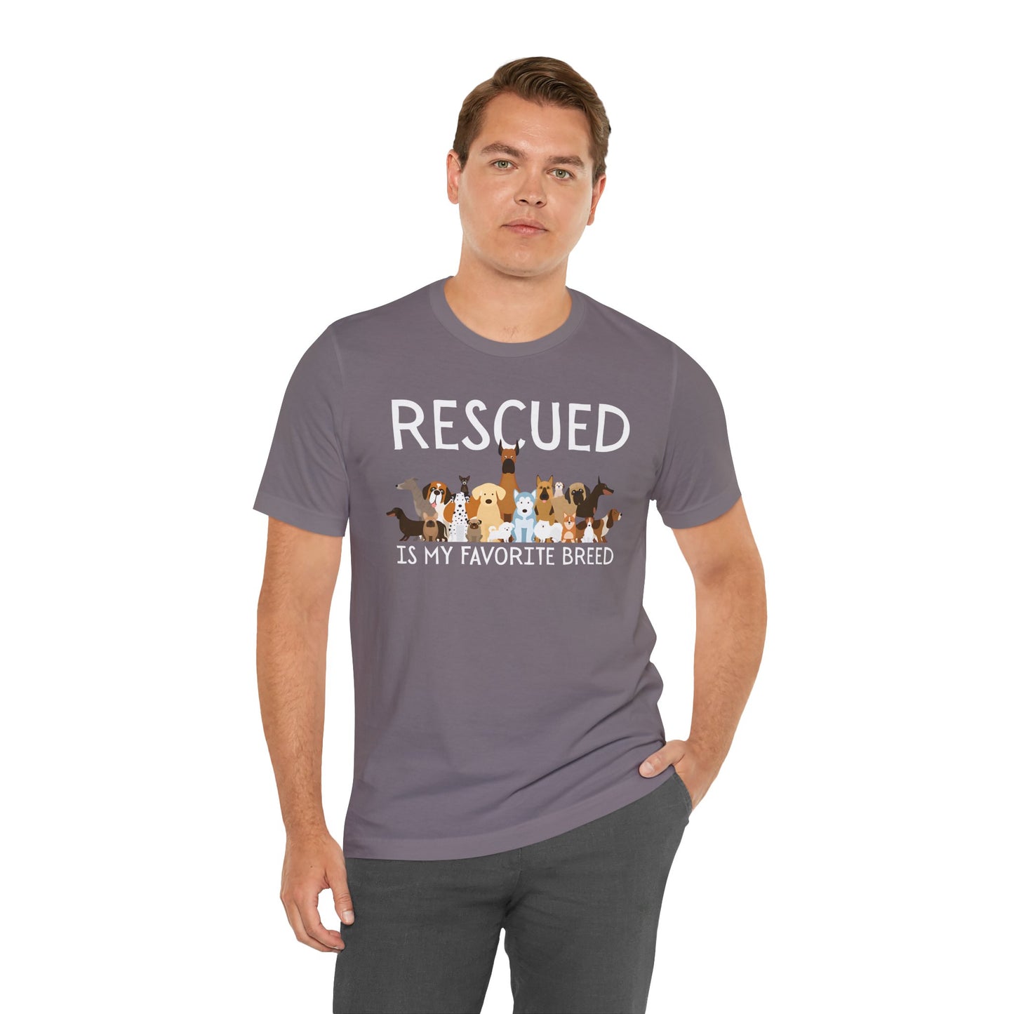 Unisex Dog Lover Tee: 'Rescued is My Favorite Breed' Shirt, Animal Rescue Gift, Pet Owner Apparel, Fun Casual Wear, Birthday Gift