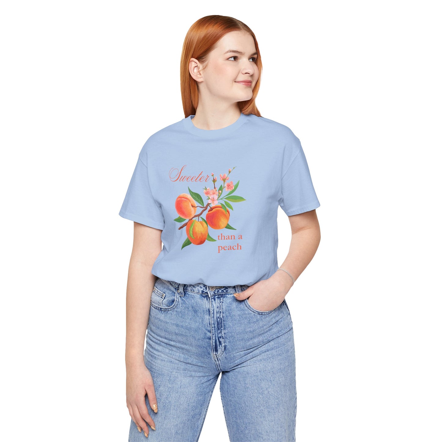 Sweeter than a Peach, Softer than a Kitten - Bella Canvas Unisex Jersey T-Shirt | Graphic Tee for Cat Lovers, Gifts for Her, Birthday Present, Casual Wear, Peach and Kitten Designs