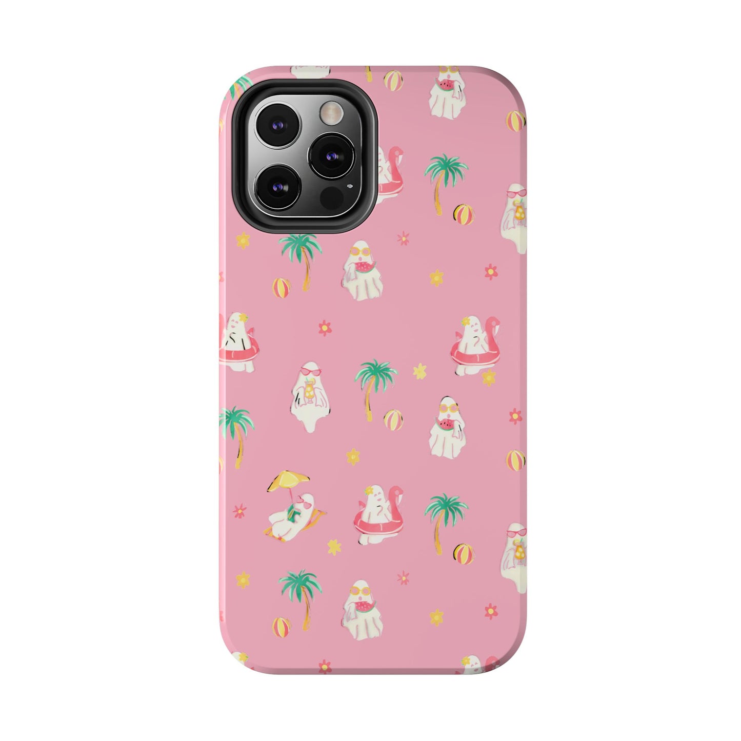 Pink Summerween Phone Cases with Ghosties - Fun Vacation Accessories, Cute Gift for Beach Lovers, Phone Covers, Summer Essentials
