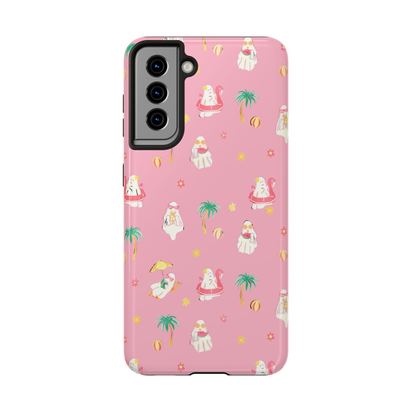 Pink Summerween Phone Cases with Ghosties - Fun Vacation Accessories, Cute Gift for Beach Lovers, Phone Covers, Summer Essentials