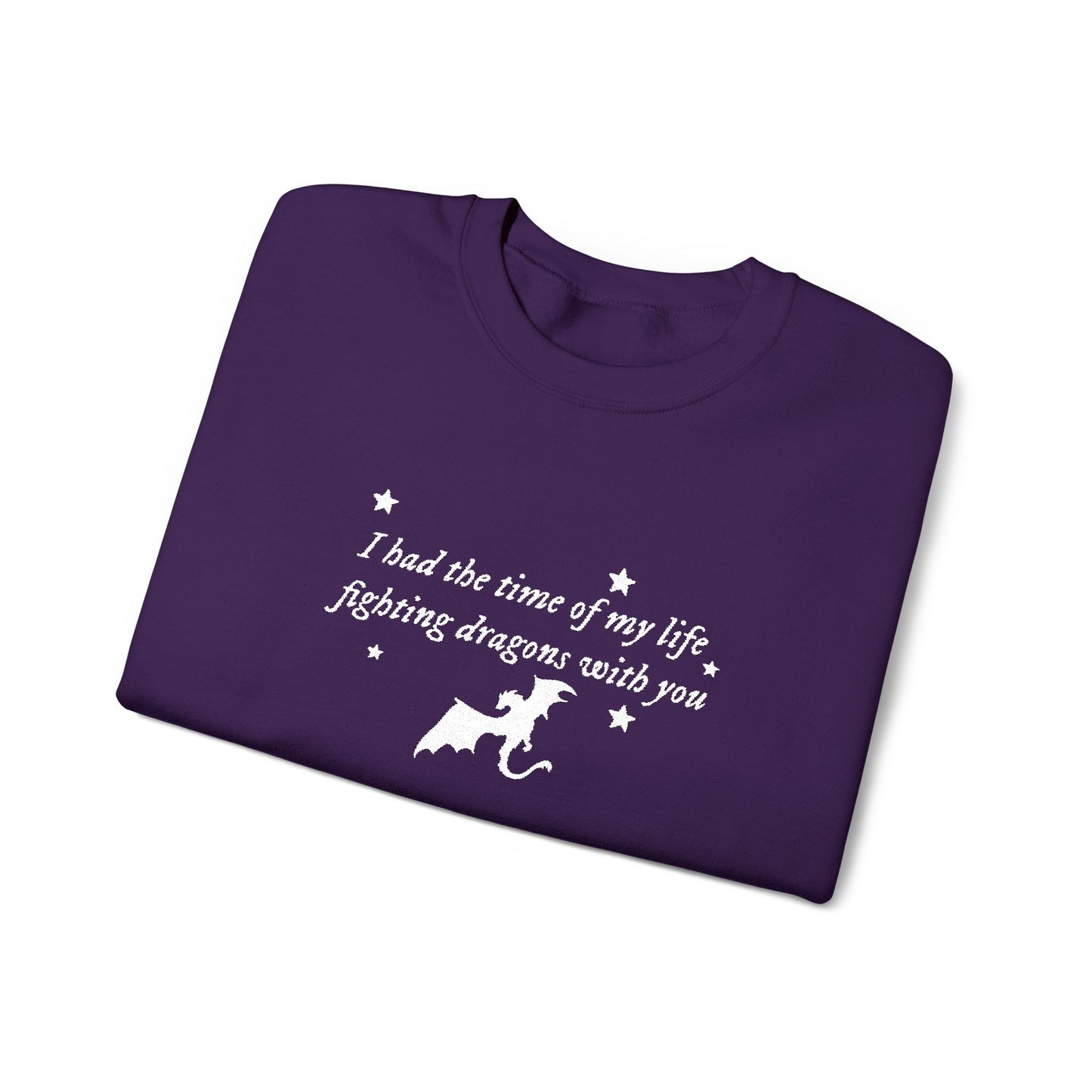 Embroidered Crewneck Sweatshirt — fighting dragons with you