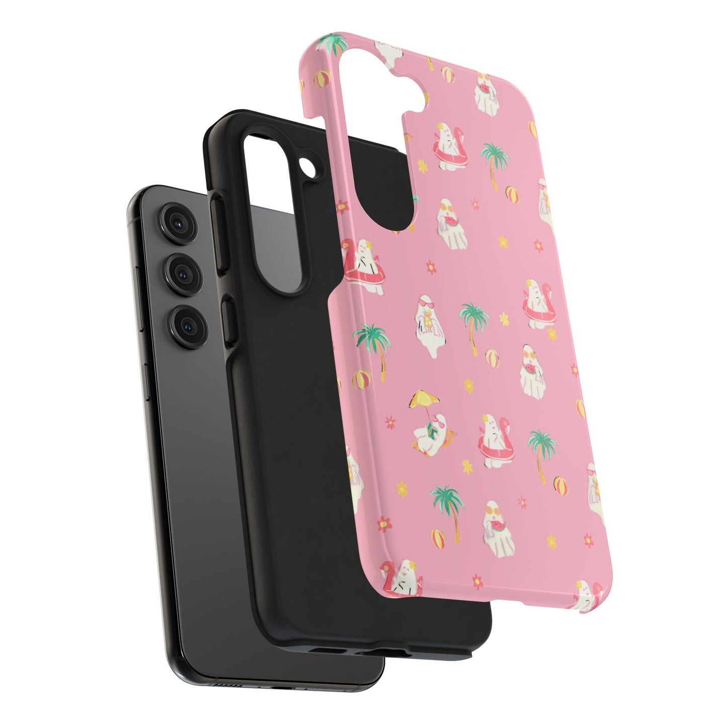 Pink Summerween Phone Cases with Ghosties - Fun Vacation Accessories, Cute Gift for Beach Lovers, Phone Covers, Summer Essentials