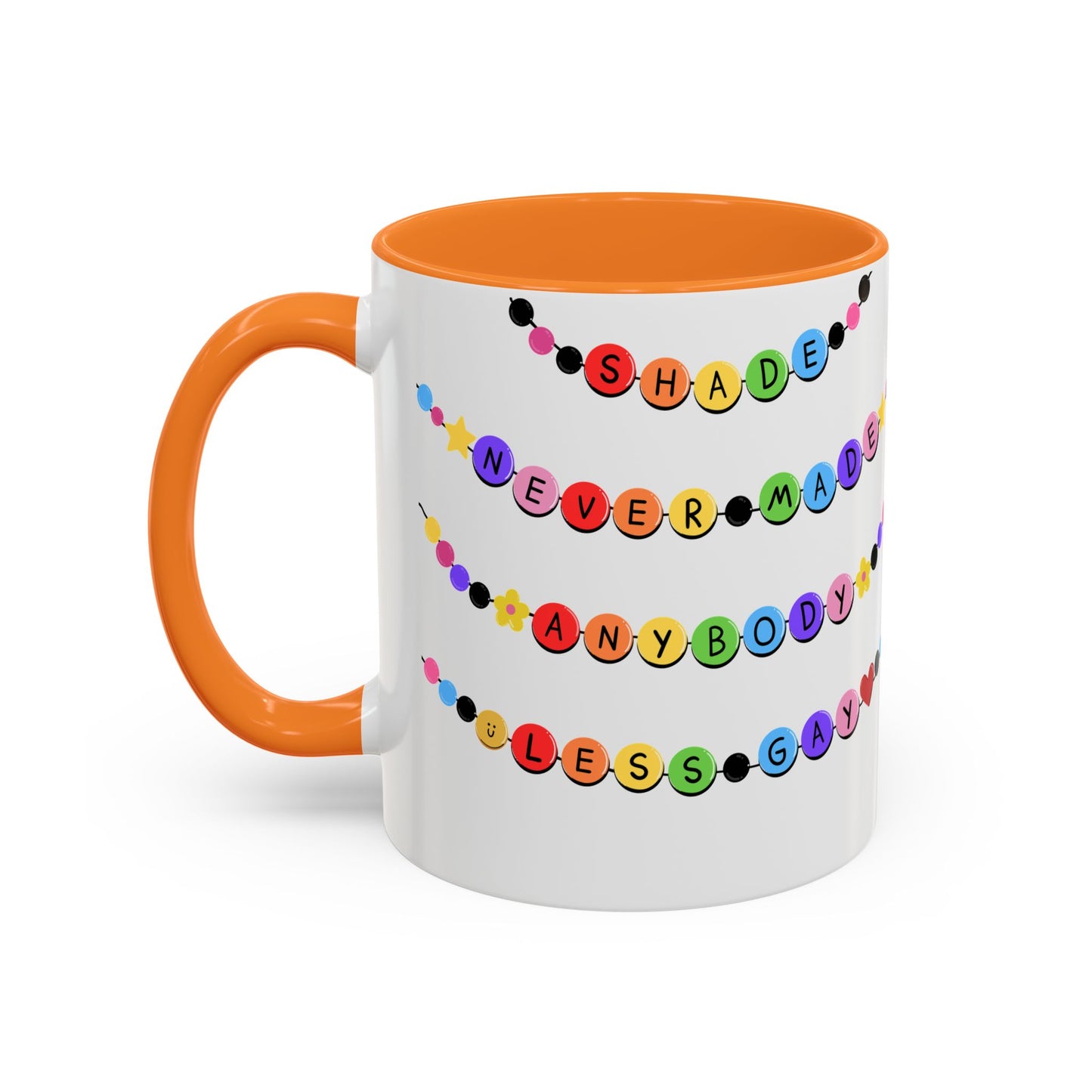 Shade Never Made Anybody Less Gay - Friendship Bracelet Pride Mugs - Fun & Whimsical Coffee Cups for Pride, Birthdays, & Everyday Use, Gifts for Friends, Family, LGBTQ+