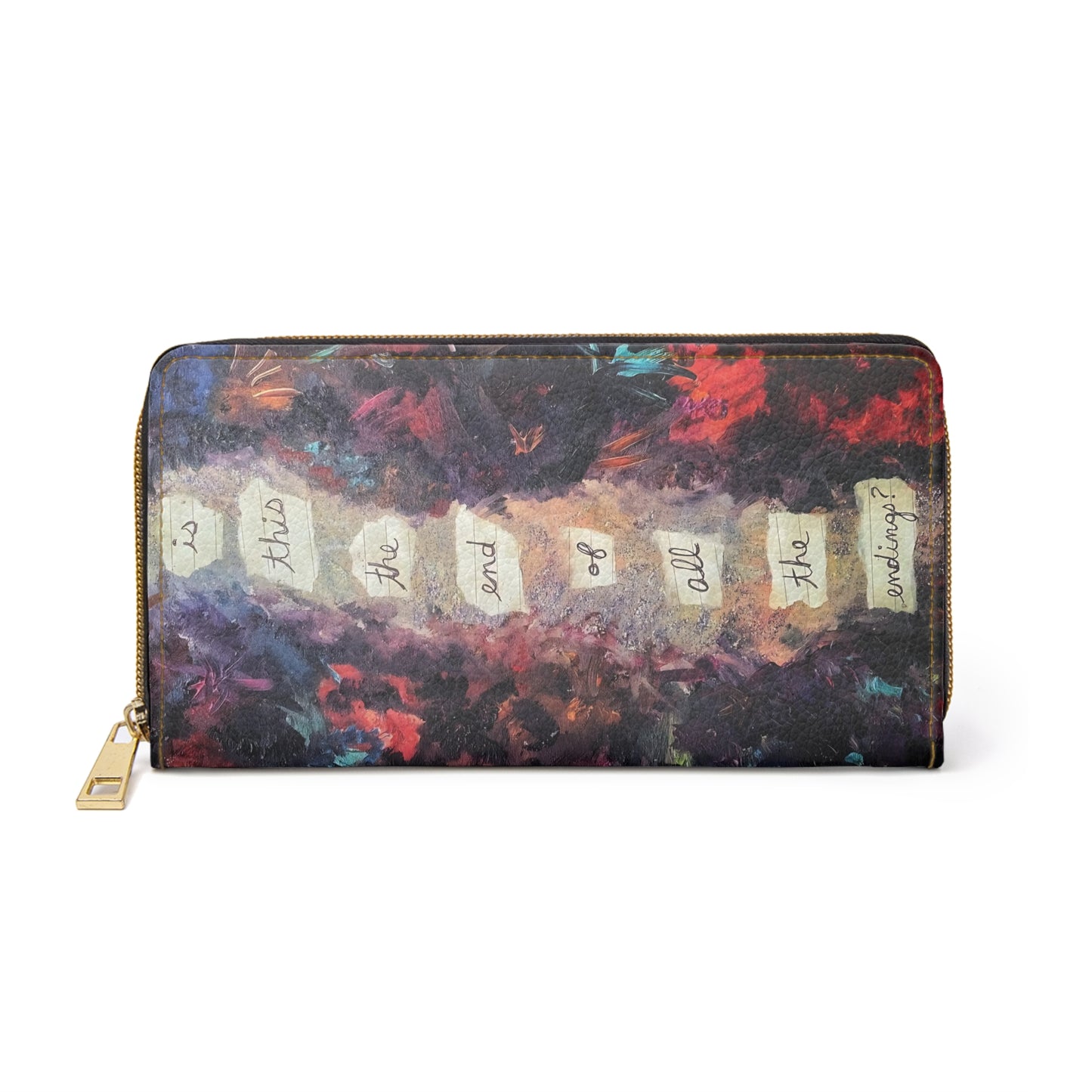 Zipper Wallet — Vintage Floral Quote Zip Wallet ("is this is the end of all the endings?")