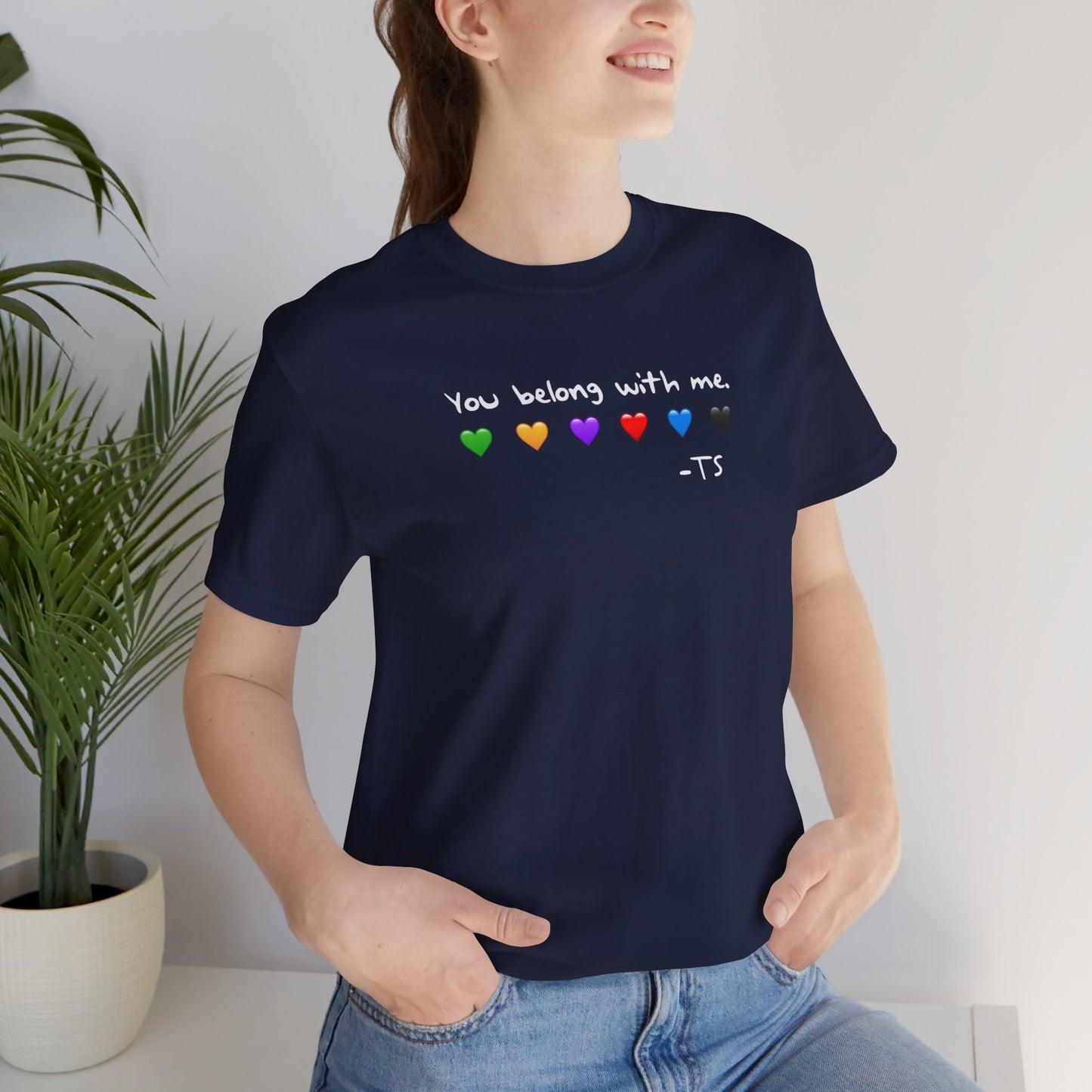 "You Belong With Me" Heart Tee - Unisex Jersey Short Sleeve T-Shirt, Casual Wear, Gift for Friends, Swiftie Gift
