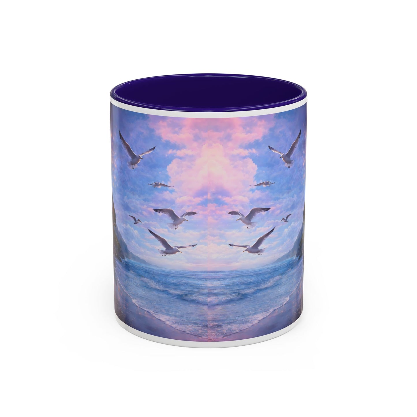 Keep it 100 Seaside Dreamscape Mug — Sunset Ocean Birds Art (11oz & 15oz)