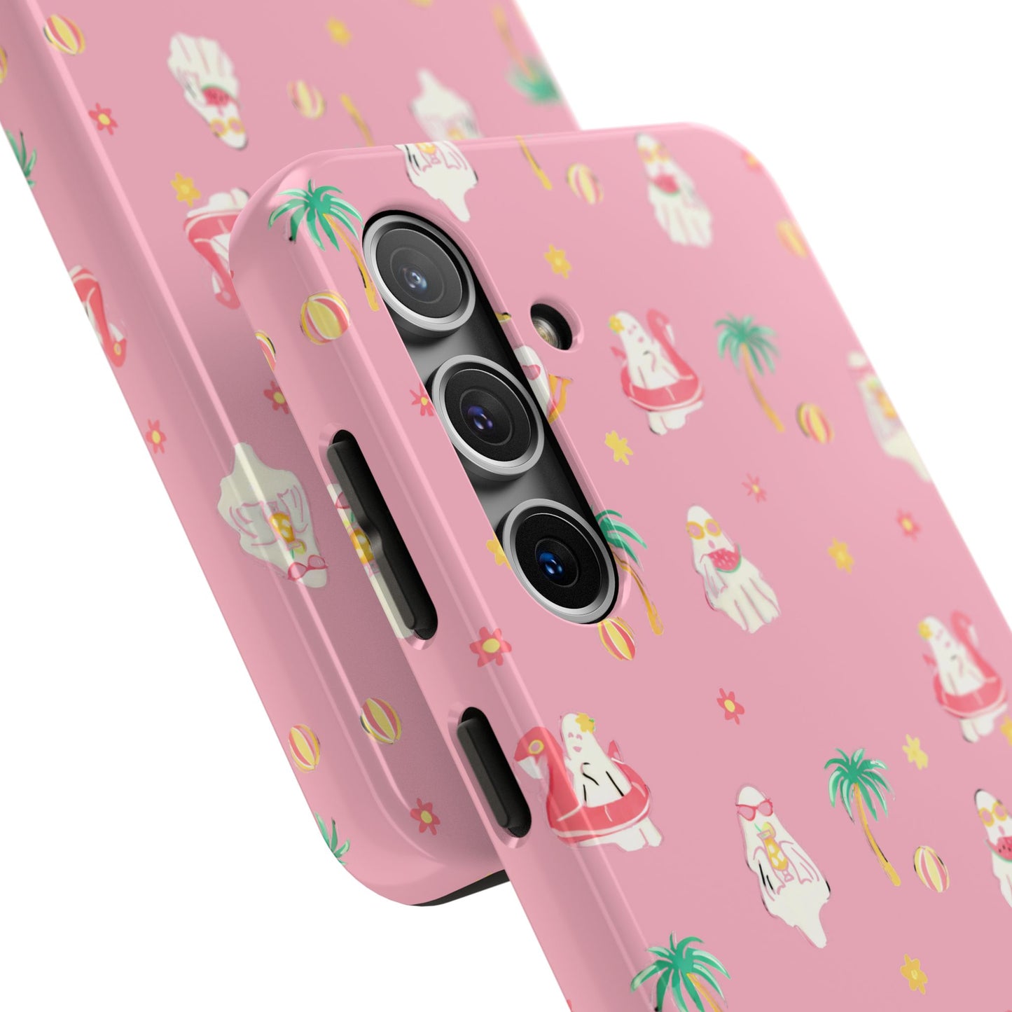 Pink Summerween Phone Cases with Ghosties - Fun Vacation Accessories, Cute Gift for Beach Lovers, Phone Covers, Summer Essentials