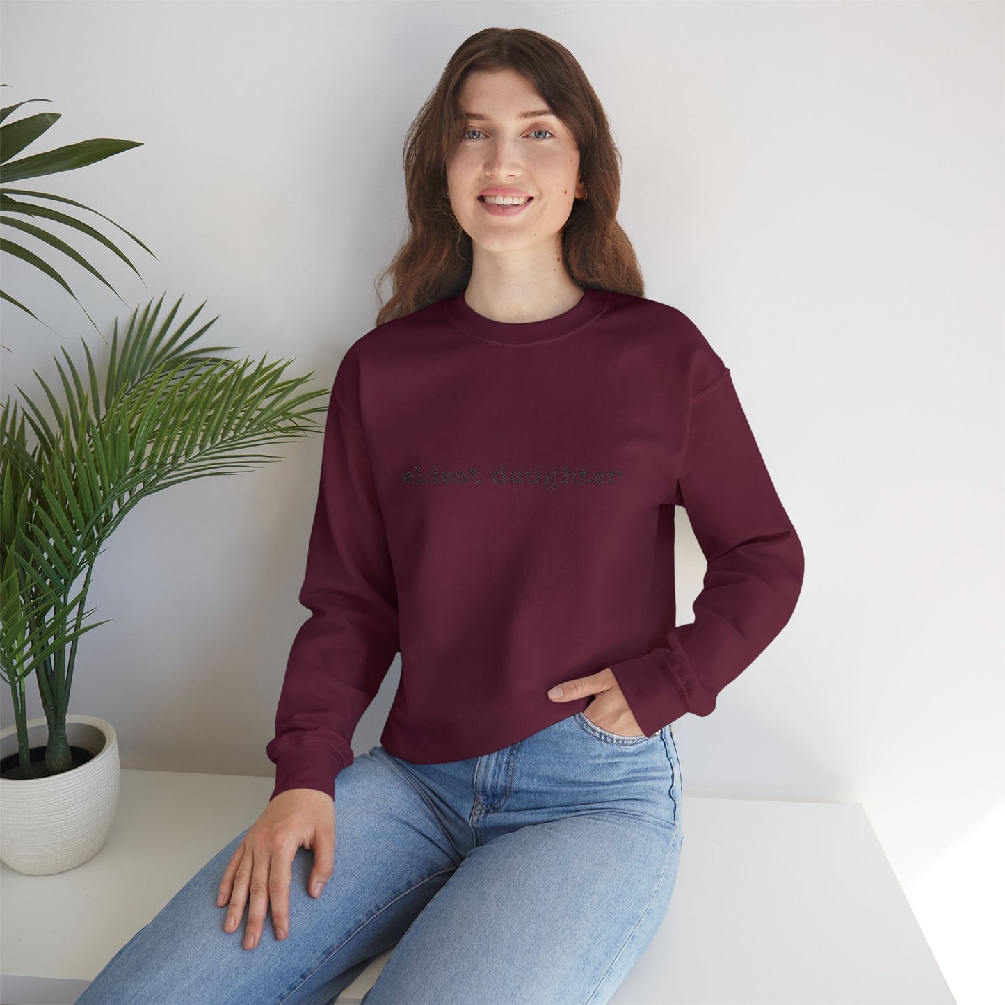 Embroidered Eldest Daughter Sweatshirt | Cozy Unisex Crewneck | Perfect Gift for Sisters and Birthdays, Casual Wear, Family Celebrations