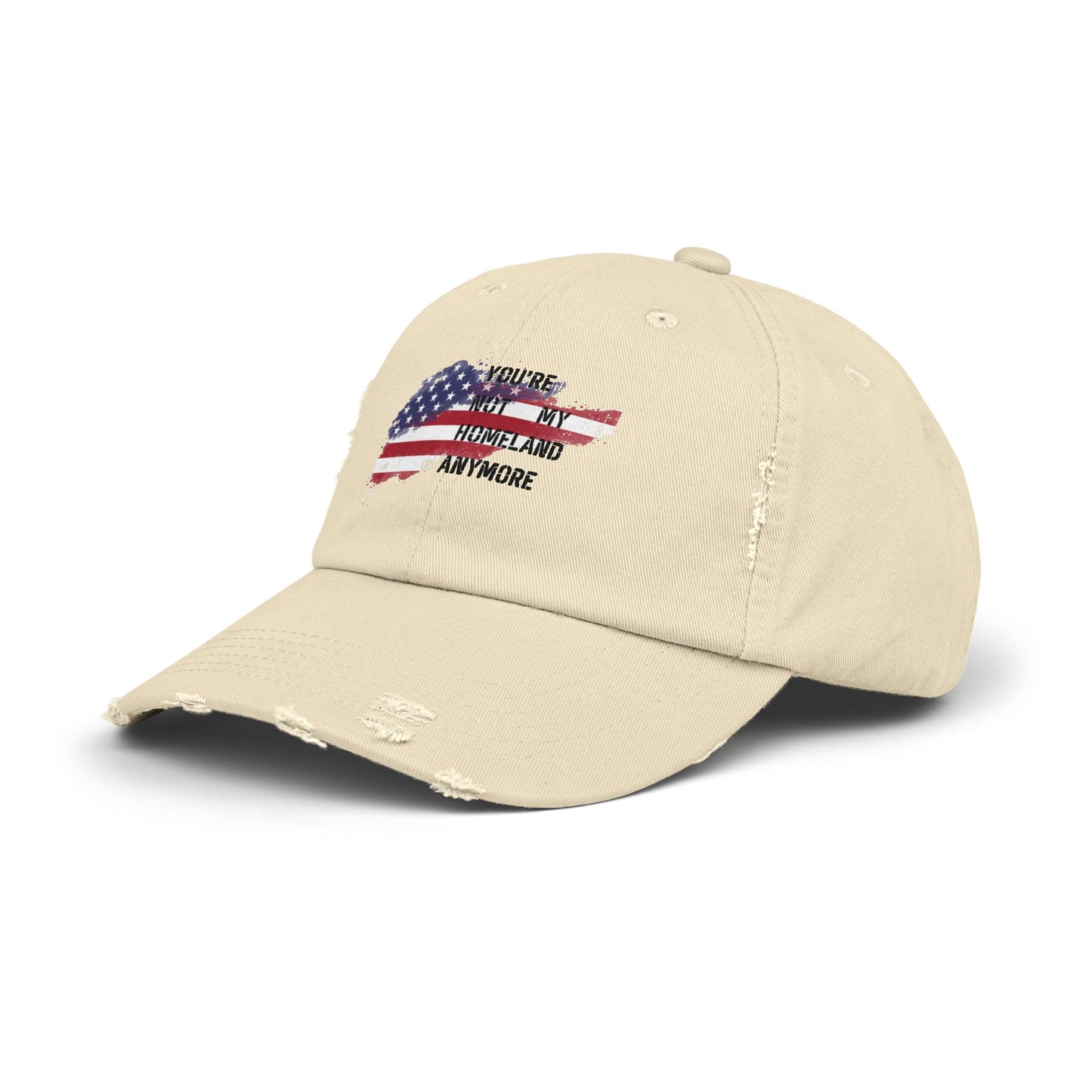 Not My Homeland Anymore Unisex Distressed Cap with American Flag Design, Casual Wear, Perfect for Protesting Events, Outdoor Adventures
