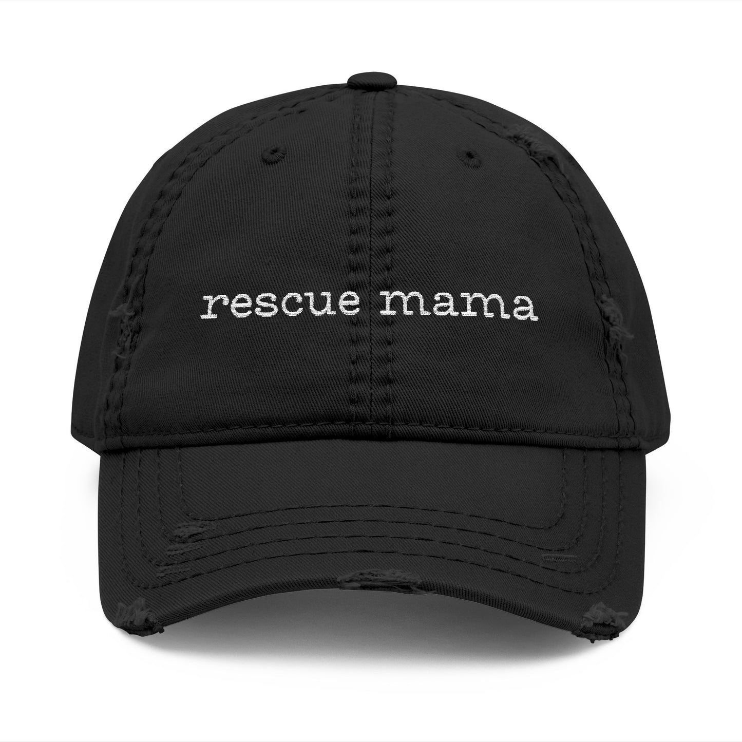 Rescue Mama Embroidered Distressed Hat - Casual Style, Perfect Gift for Pet Lovers, Everyday Hat, Relaxed Look