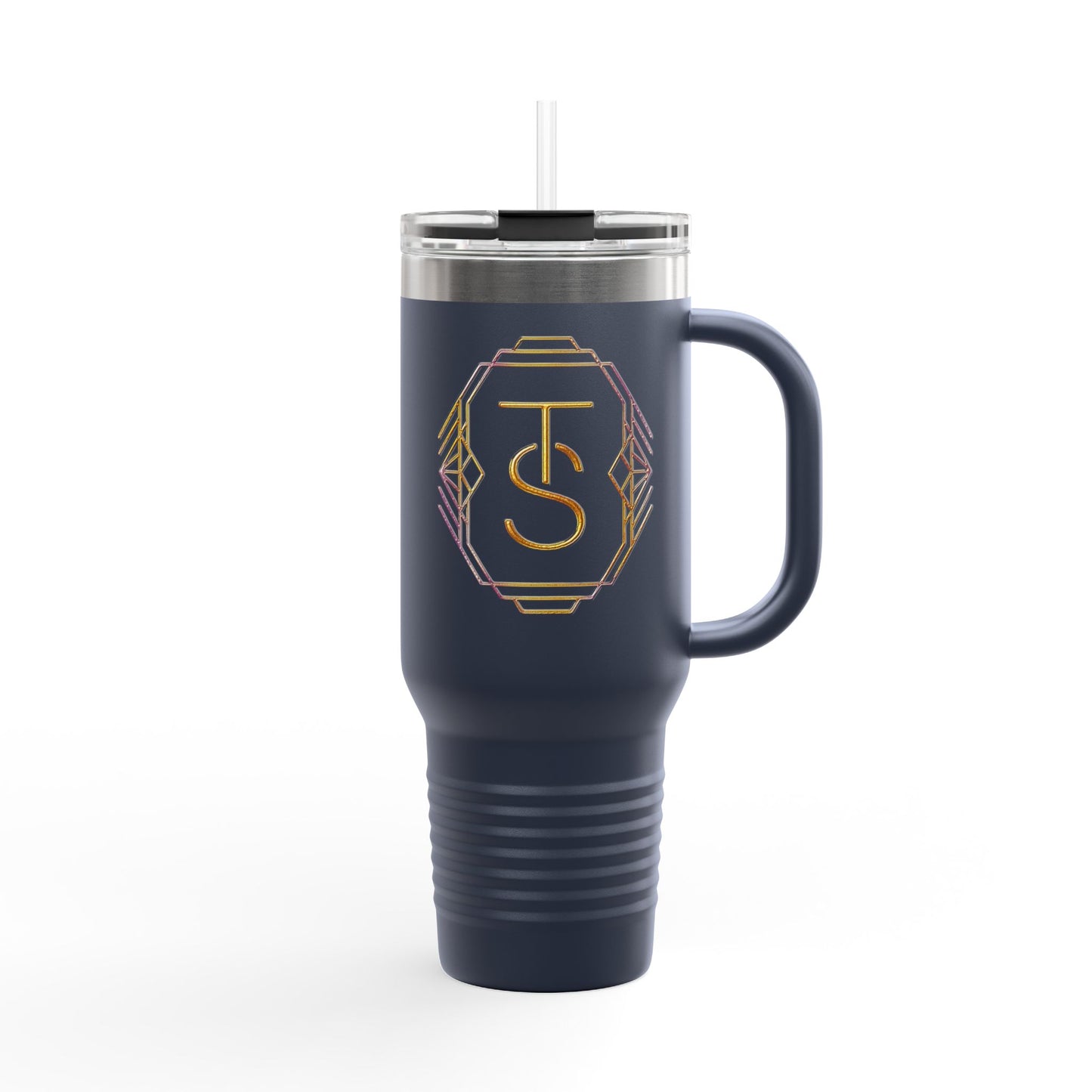 40oz Insulated Travel Mug with Gold Monogram – Large Thermal Tumbler