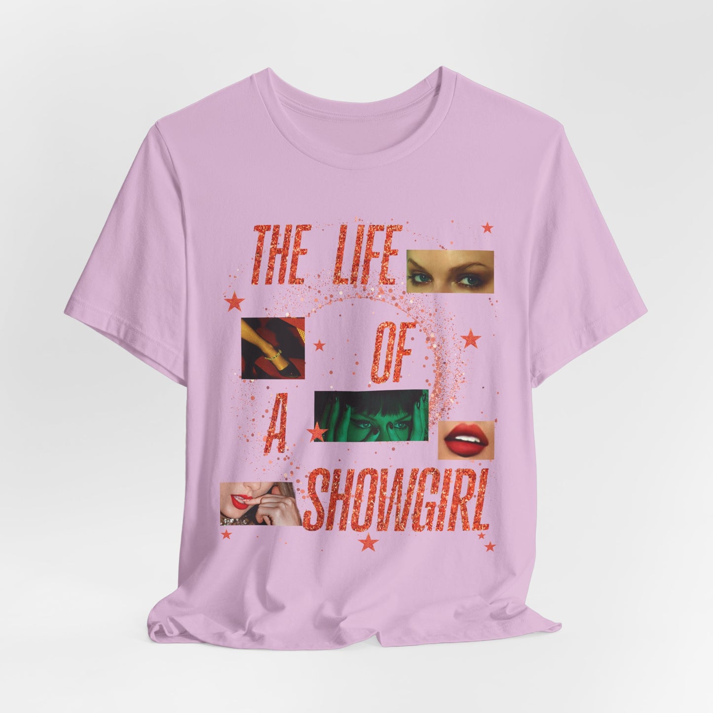 Showgirl Life Collage Graphic Tee, Unisex Jersey T-Shirt, Retro Style Top, Casual Wear, Gift for Performers, Fashion Statement Shirt