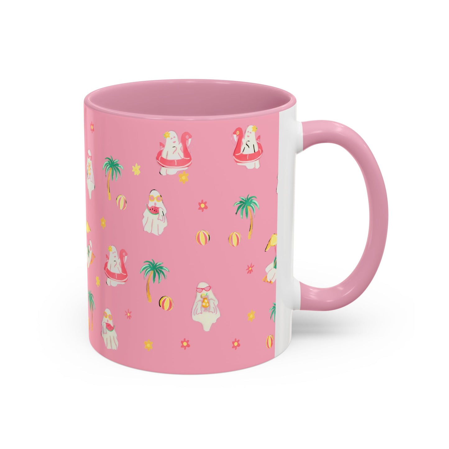 Pink Summerween Ghostie Mugs - Fun Gift, Beach Decor, Unique Coffee Cup, Cute Summer Drinkware, Perfect for Summer