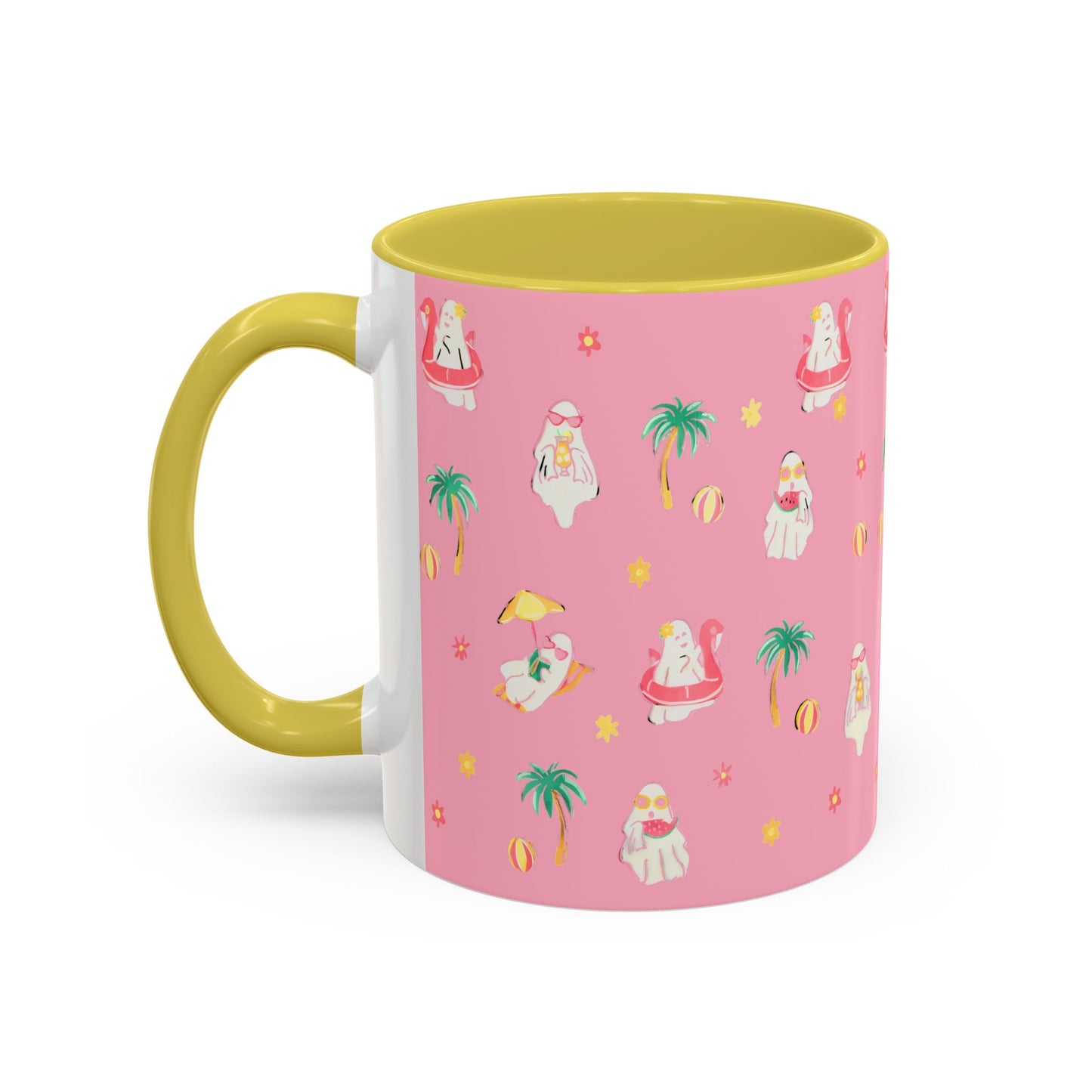 Pink Summerween Ghostie Mugs - Fun Gift, Beach Decor, Unique Coffee Cup, Cute Summer Drinkware, Perfect for Summer