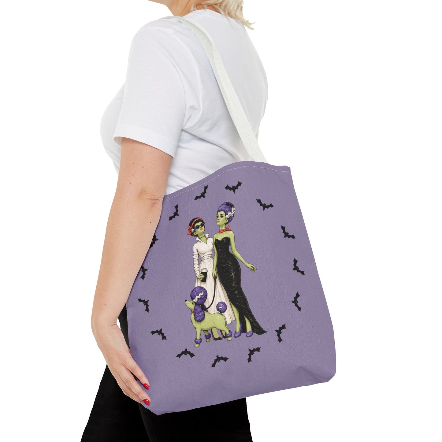 Gothic Brides Tote Bag — Retro Monster Dog Walk Design