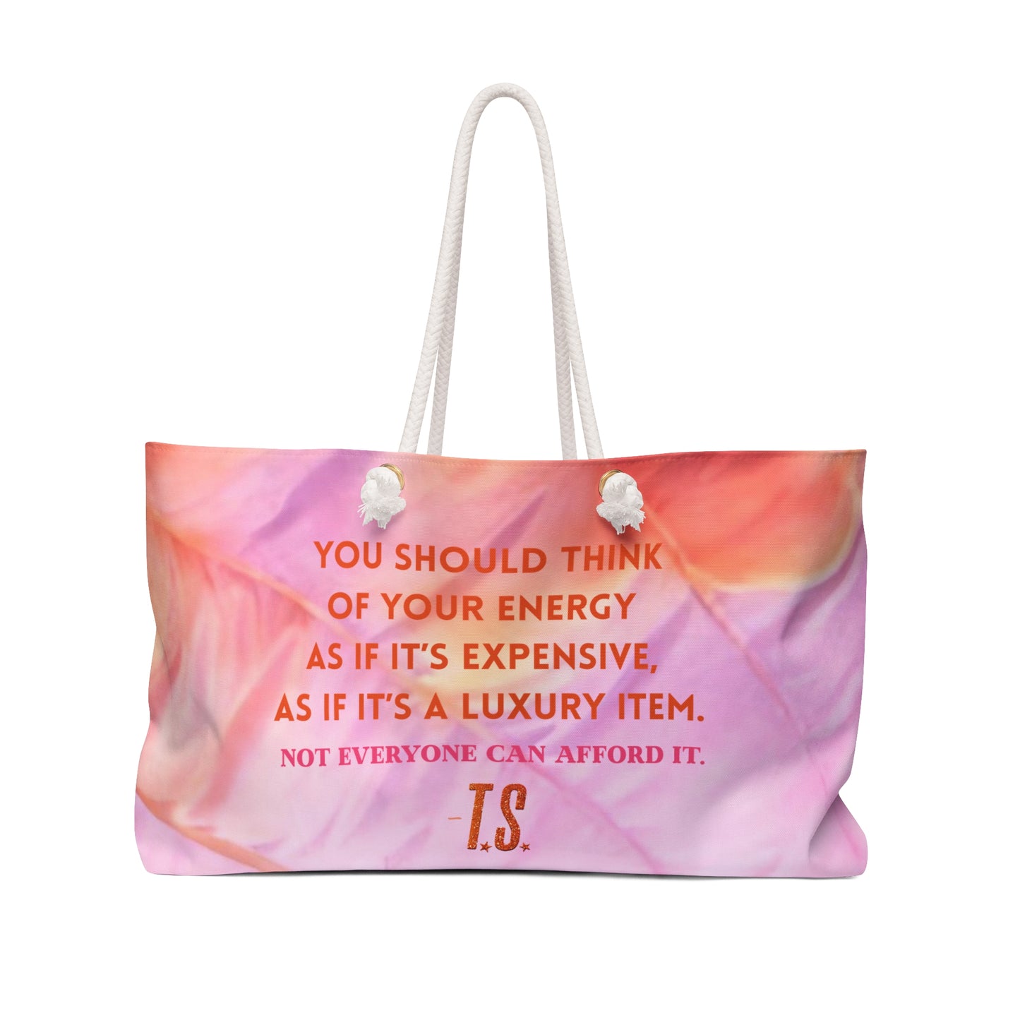 Luxury Energy Large Tote Bag, Stylish Work Tote, Inspirational Gift, Vibrant Printed Carryall, Perfect for Getaways, Self-Care Reminder