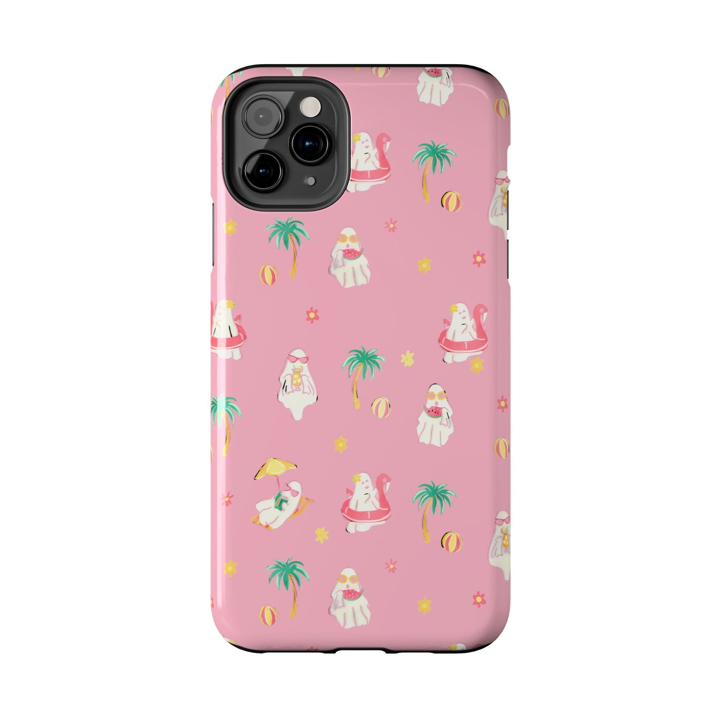 Pink Summerween Phone Cases with Ghosties - Fun Vacation Accessories, Cute Gift for Beach Lovers, Phone Covers, Summer Essentials