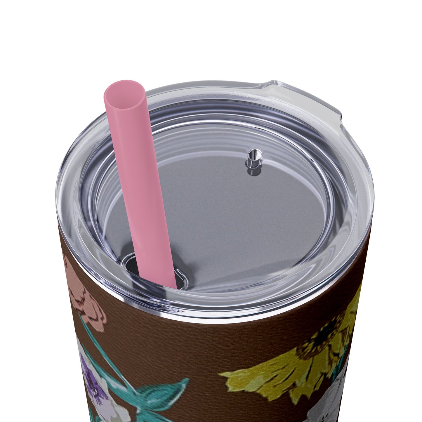 Surprise Song Piano Flowers - Vinyl Case Inspired - Skinny Tumbler with Straw, 20oz