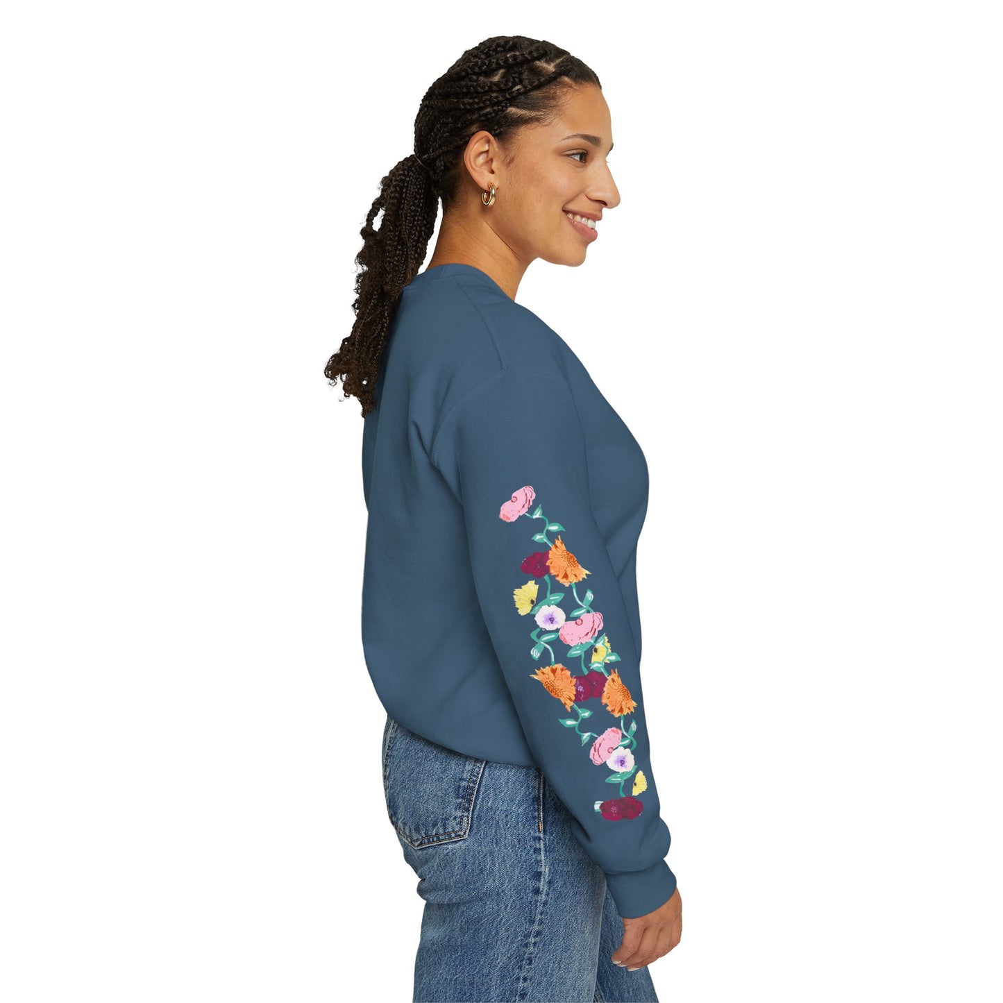 Acoustic Piano Floral Sleeve Crewneck Sweatshirt