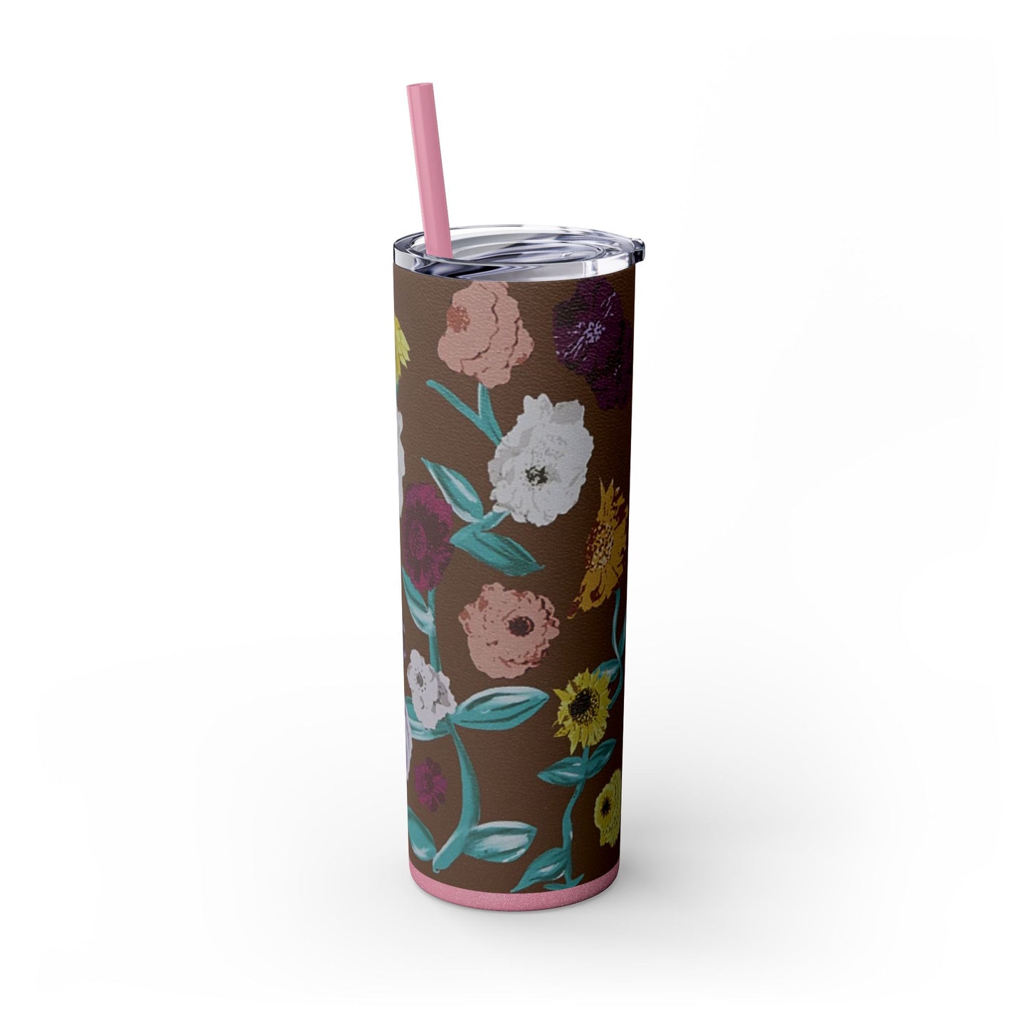 Surprise Song Piano Flowers - Vinyl Case Inspired - Skinny Tumbler with Straw, 20oz