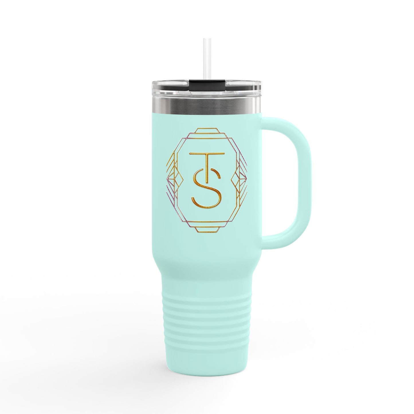 40oz Insulated Travel Mug with Gold Monogram – Large Thermal Tumbler