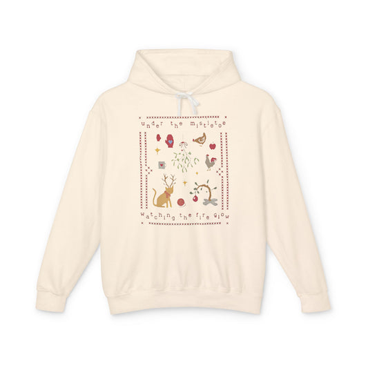 Under the Mistletoe - Unisex Lightweight Hooded Sweatshirt - Comfort Colors