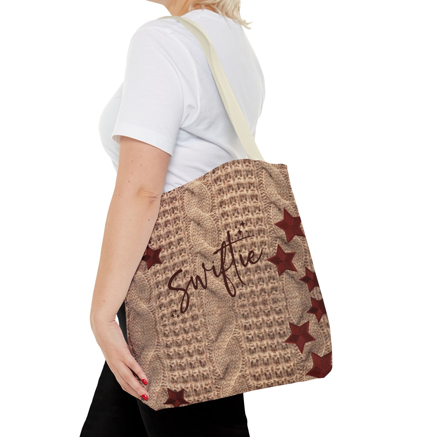 Swiftie Red Holiday Cardigan Inspired Tote Bag