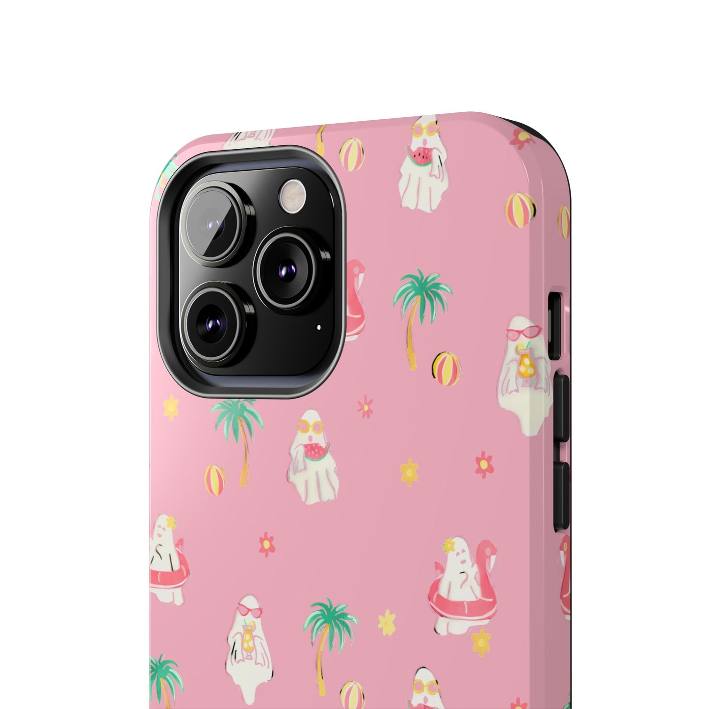 Pink Summerween Phone Cases with Ghosties - Fun Vacation Accessories, Cute Gift for Beach Lovers, Phone Covers, Summer Essentials