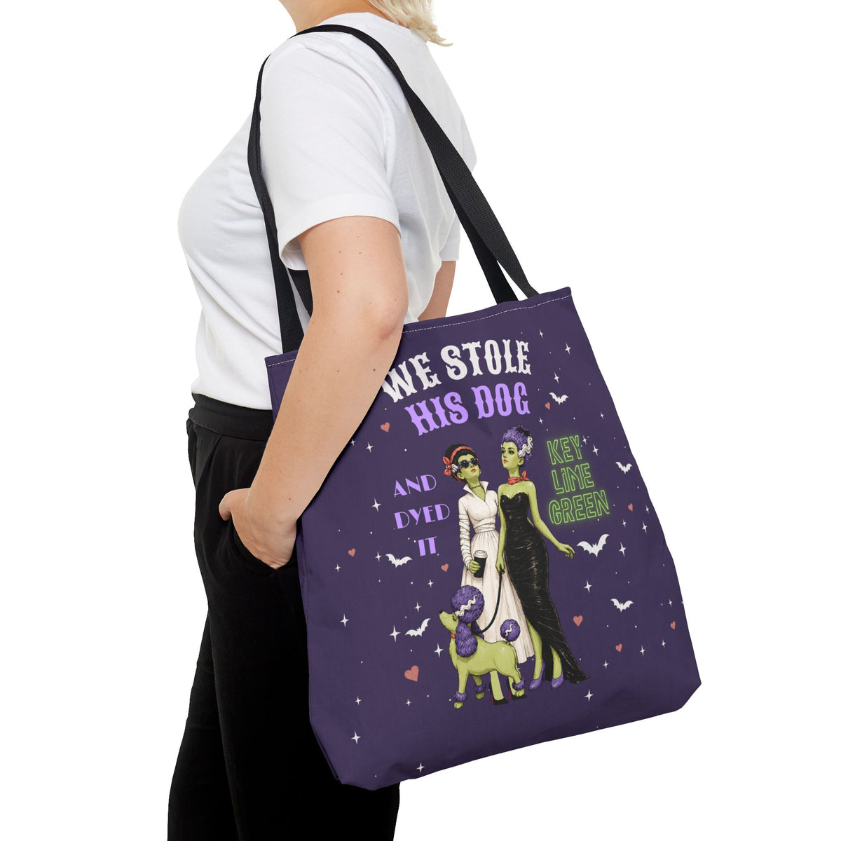 Gothic Brides Tote Bag — Retro Monster Dog Walk Design