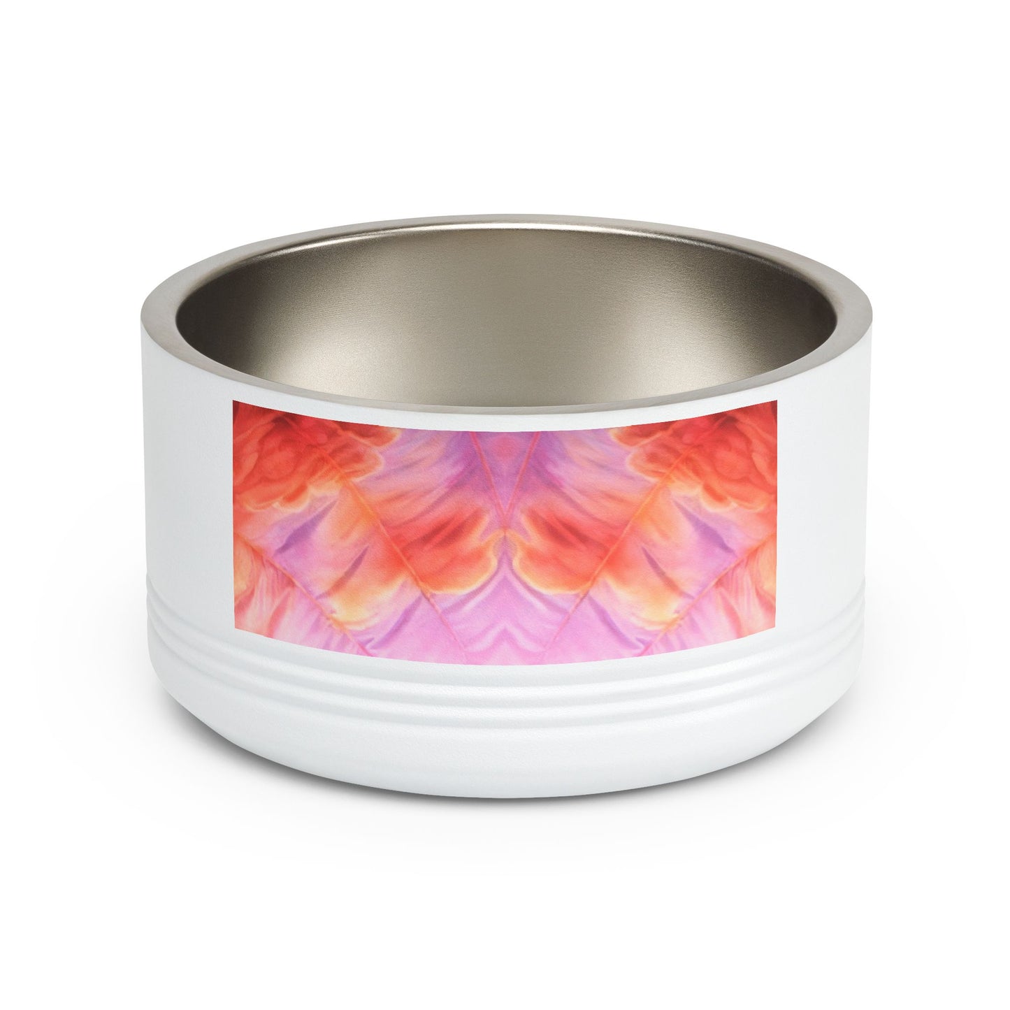 Miss Americana Stainless Steel Pet Bowl - Pink Orange Watercolor Floral Design, 18oz