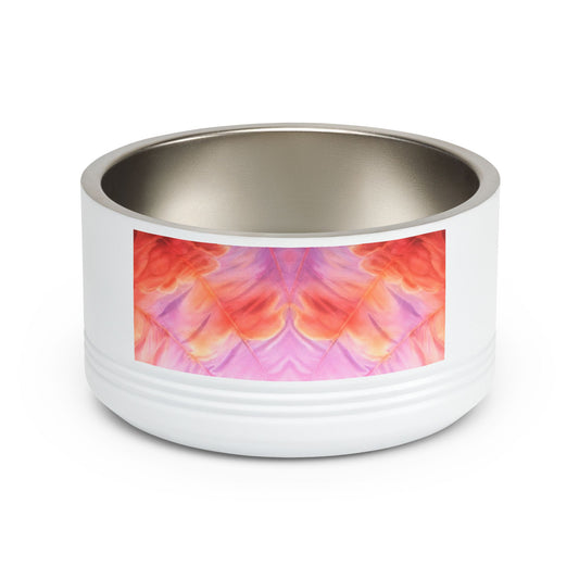 Miss Americana Stainless Steel Pet Bowl - Pink Orange Watercolor Floral Design, 18oz