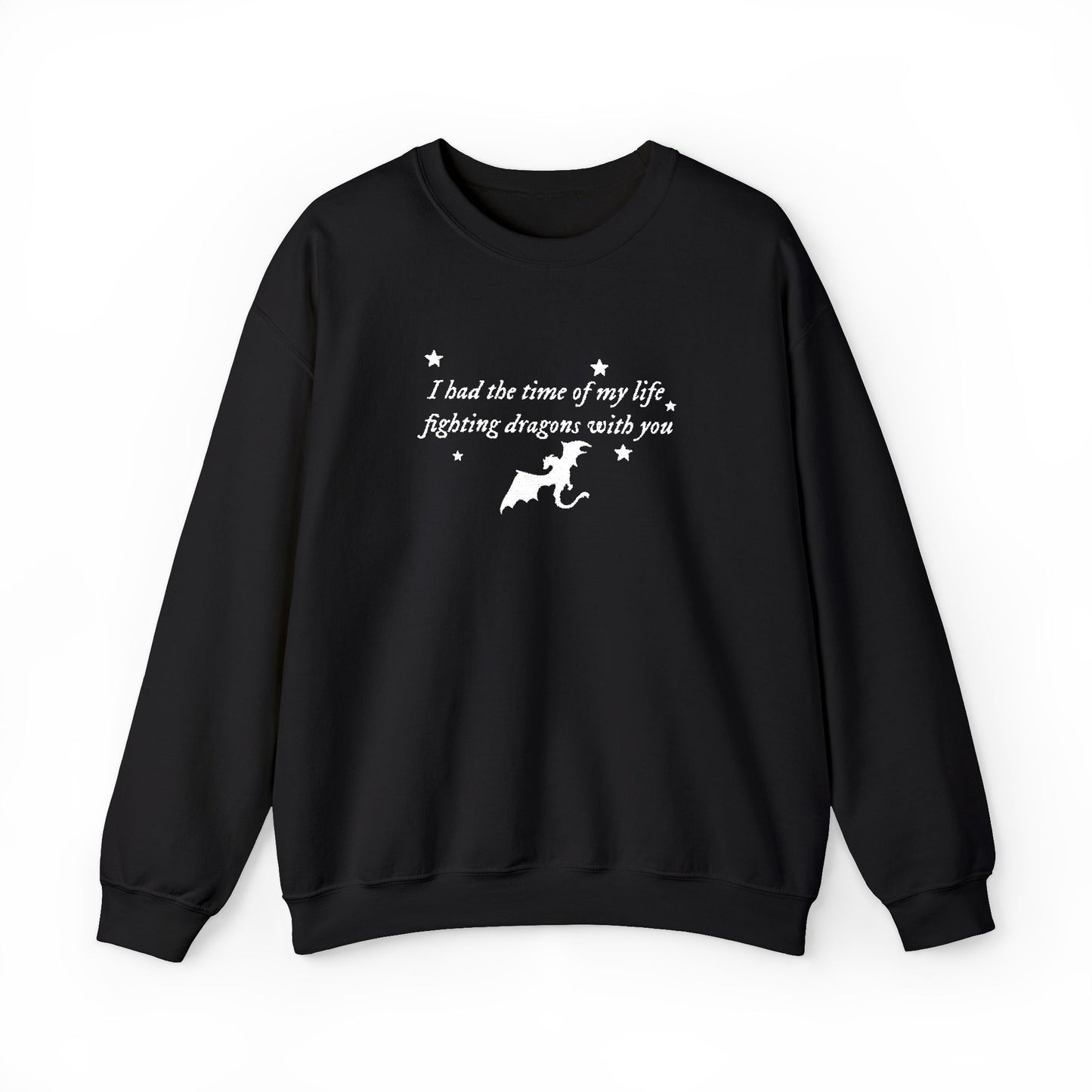 Embroidered Crewneck Sweatshirt — fighting dragons with you