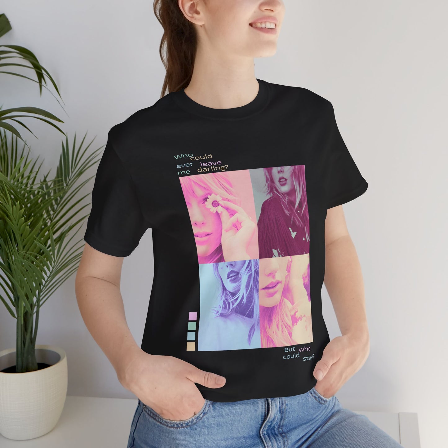 Pop Art Photo Grid Tee — "Who Could Stay?" Unisex Bella Canvas Collage T-Shirt