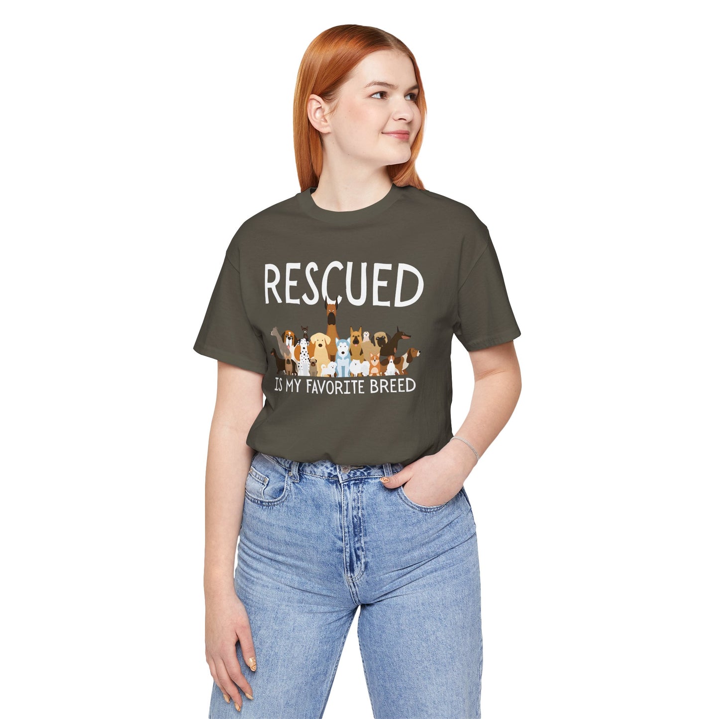 Unisex Dog Lover Tee: 'Rescued is My Favorite Breed' Shirt, Animal Rescue Gift, Pet Owner Apparel, Fun Casual Wear, Birthday Gift